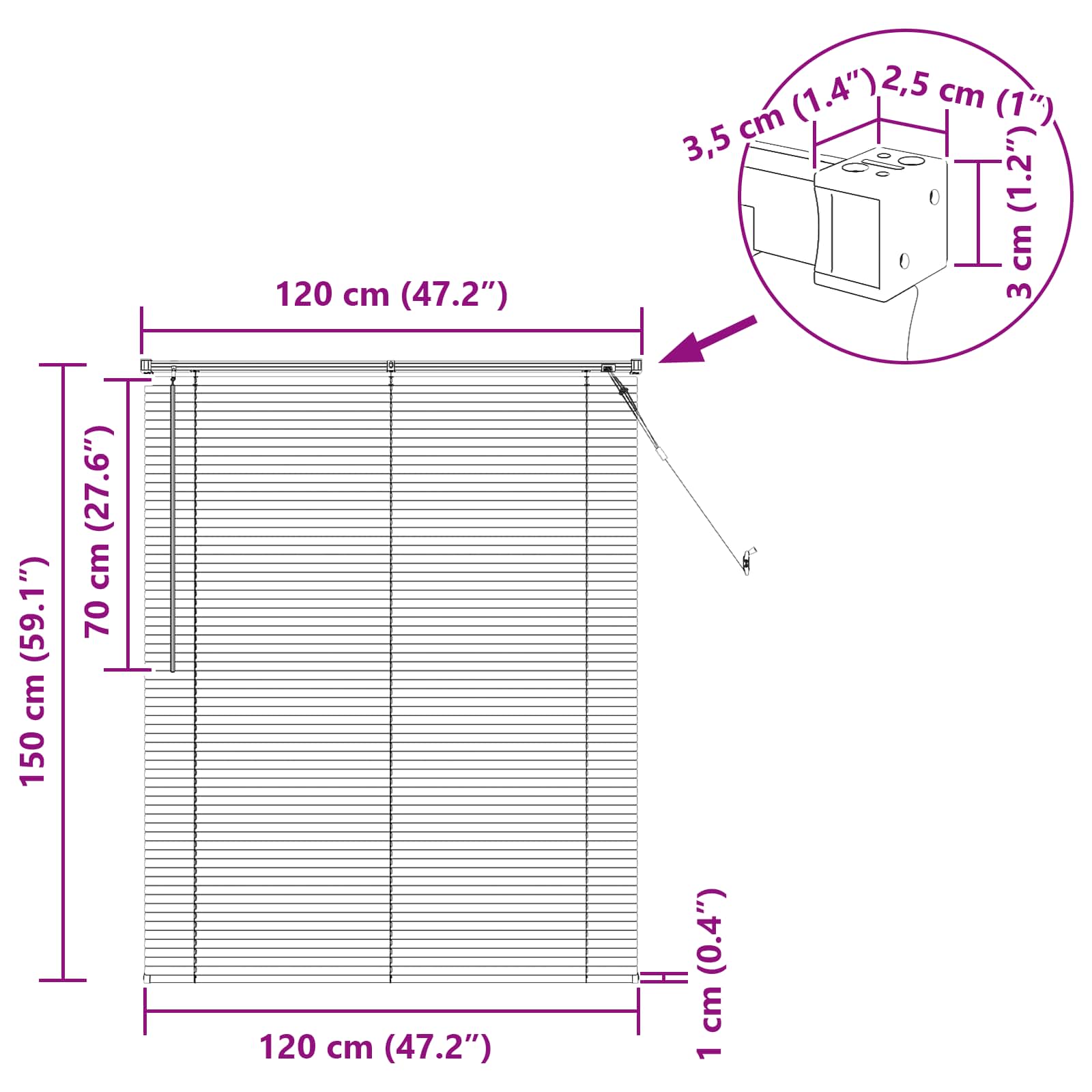 Βενετσιάνικη Σκίαση Ρυθμιζόμενος Μαύρο 150 x 120 cm PVC - Pakobazaar