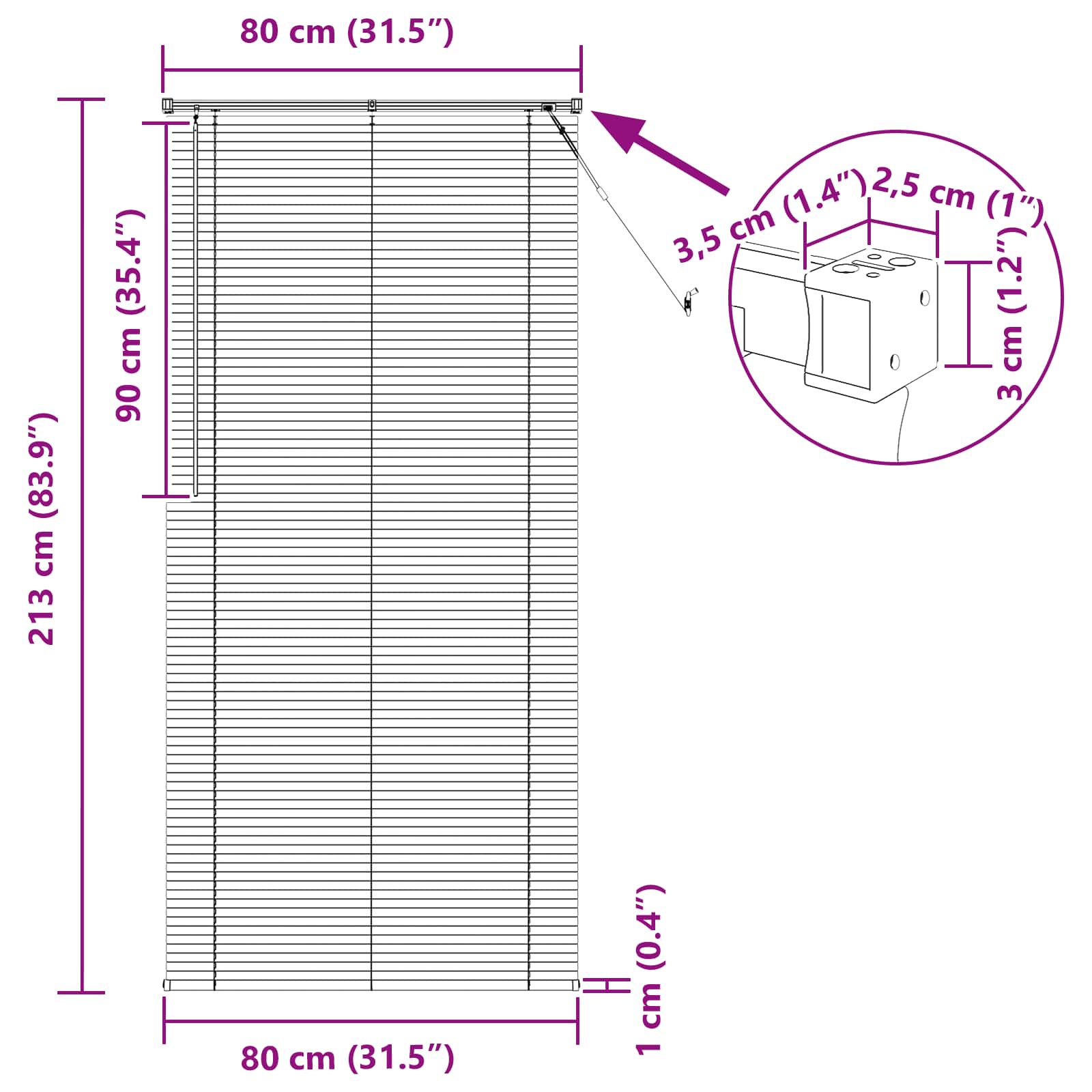 Βενετσιάνικη Σκίαση Ρυθμιζόμενος Μαύρο 213 x 80 εκ PVC - Pakobazaar