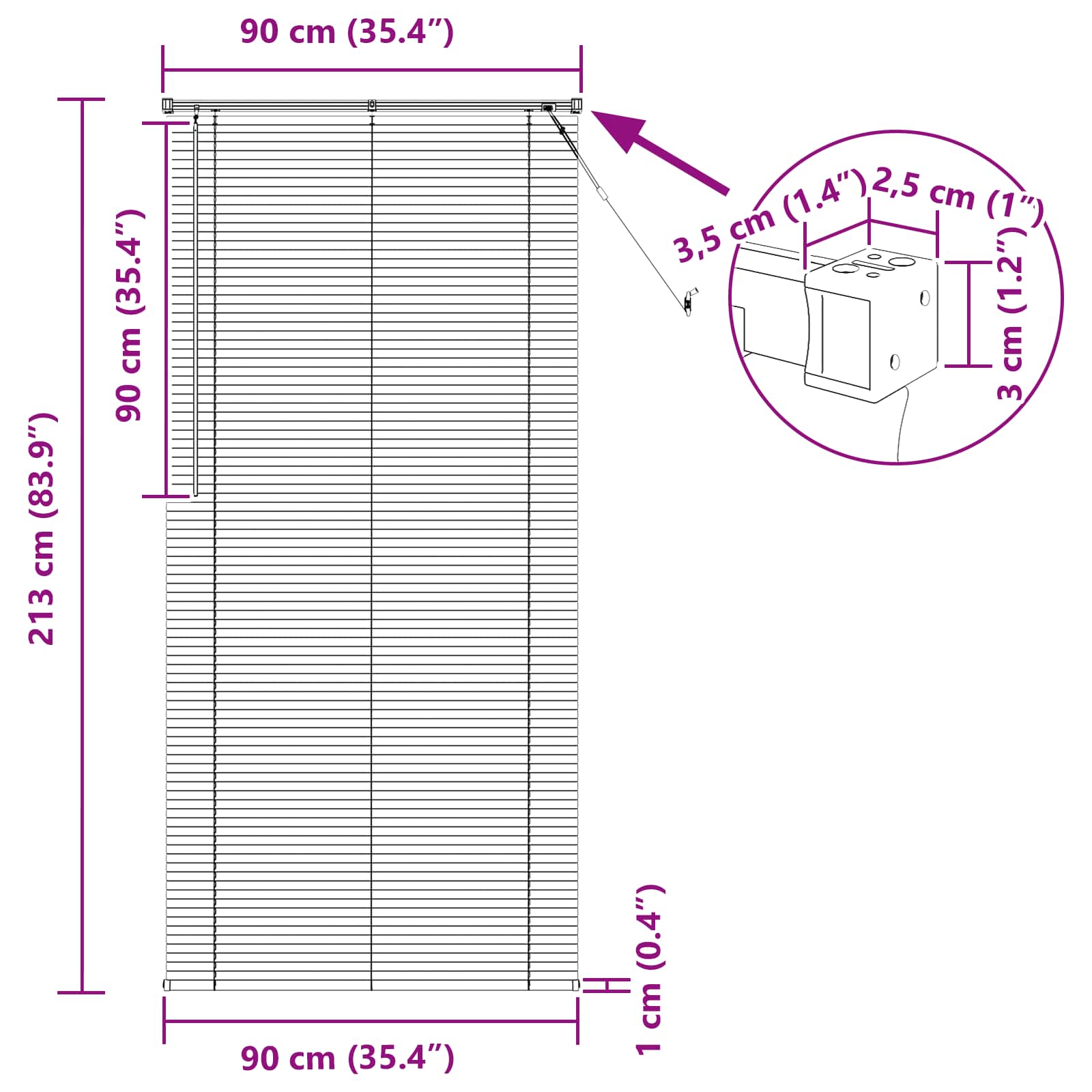 Βενετσιάνικη Σκίαση Ρυθμιζόμενος Μαύρο 213 x 90 εκ PVC - Pakobazaar