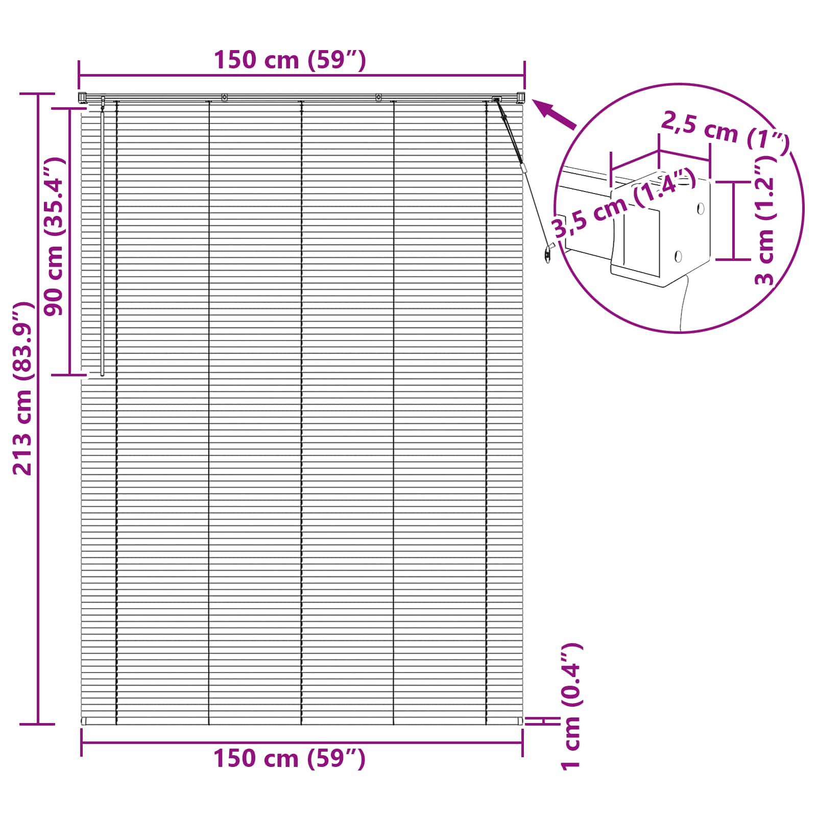 Βενετσιάνικη Σκίαση Ρυθμιζόμενος Μαύρο 213 x 150 εκ PVC - Pakobazaar