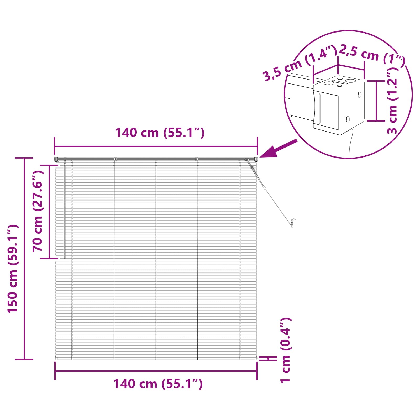 Βενετσιάνικη Σκίαση Σκούρο Καφέ με Σχέδιο 150 x 140 εκ. PVC - Pakobazaar