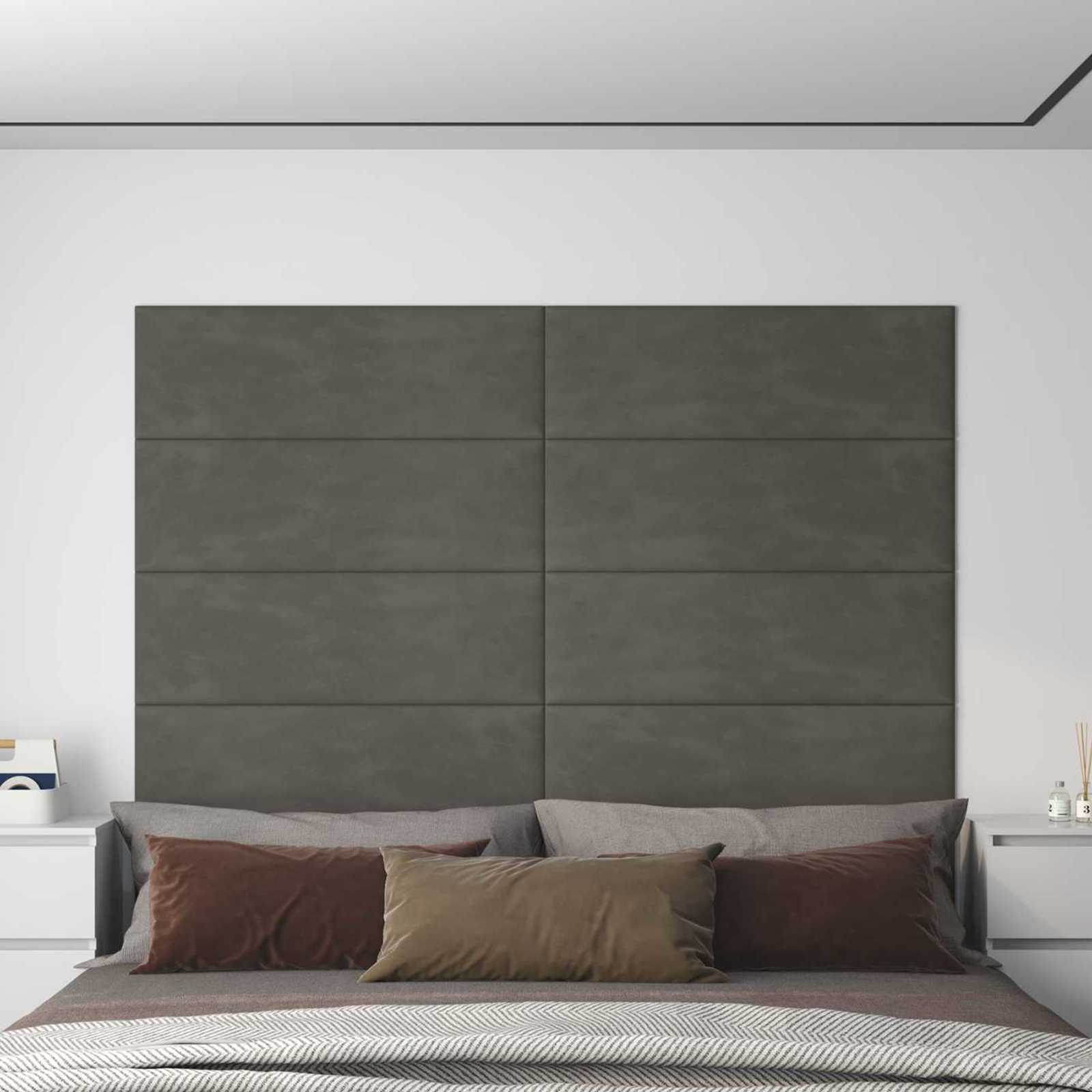 Κεφαλάρι Τοίχου 12 pcs Σκούρο Γκρι 90 x 30 cm Βελούδο - Pakobazaar