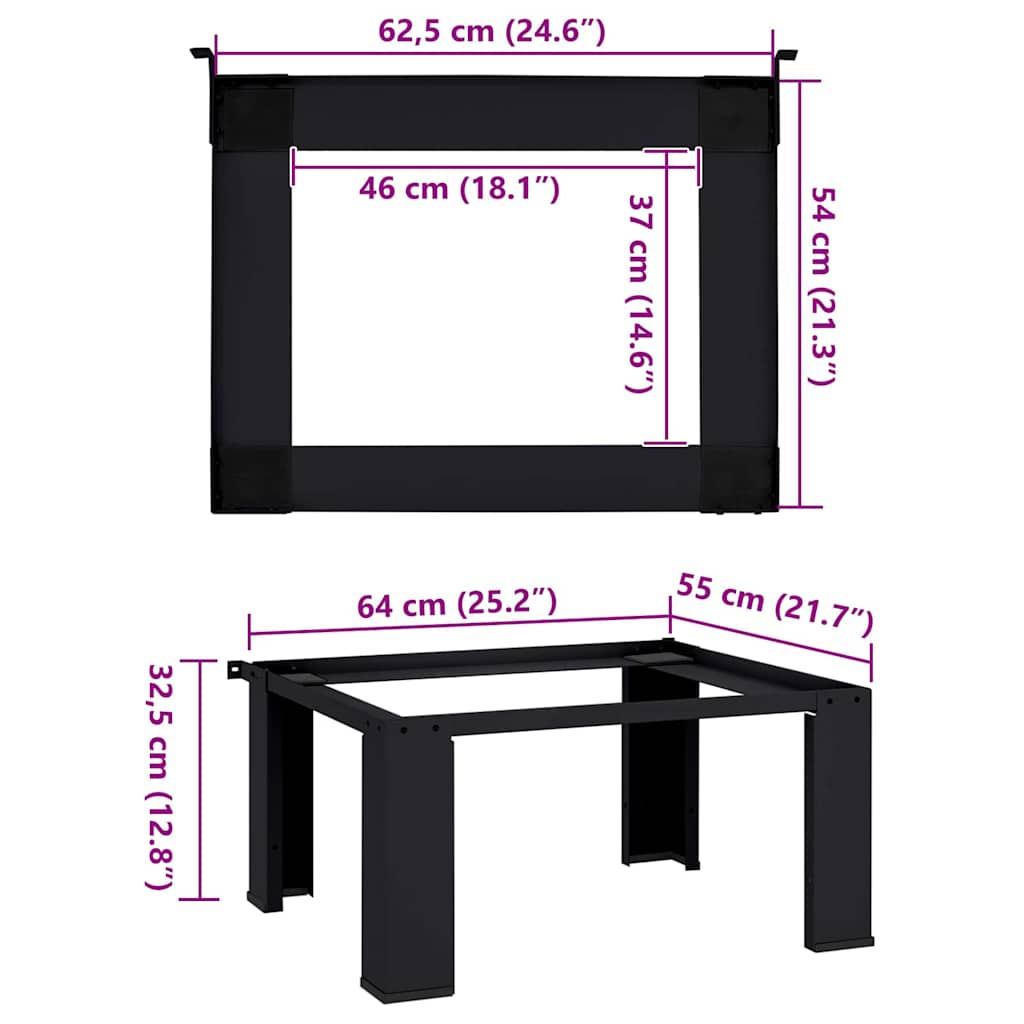 Βάση Πλυντηρίου Ρούχων Μαύρο 64 x 55 x 32,5 εκ Ατσάλι - Pakobazaar
