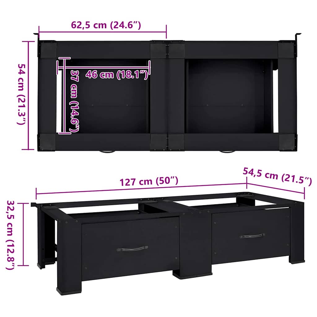 Βάση Πλυντηρίου Ρούχων 2 pcs Μαύρο 127 x 54,5 x 32,5 εκ Ατσάλι - Pakobazaar