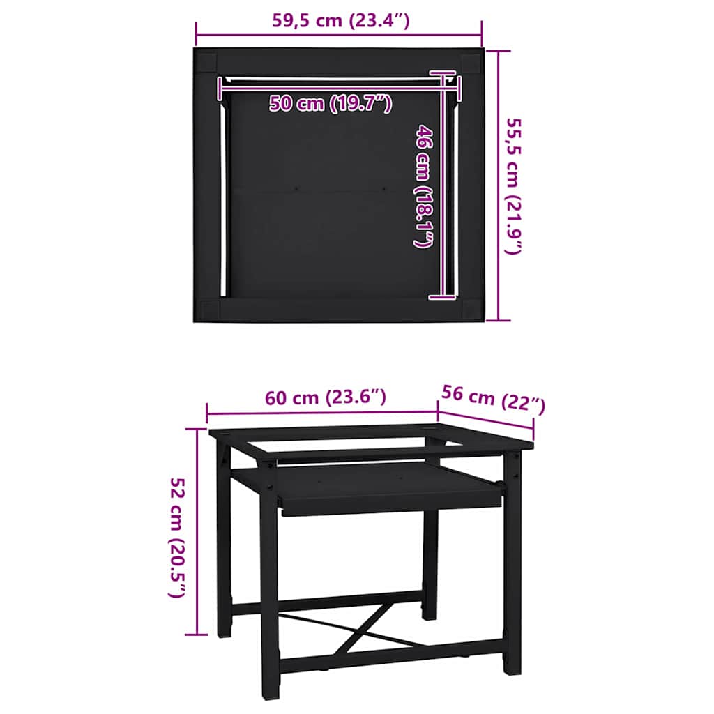 Βάση Πλυντηρίου Ρούχων Μαύρο 60 x 56 x 52 εκ Ατσάλι - Pakobazaar