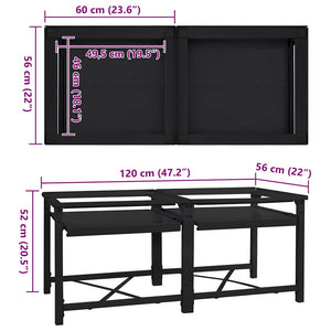 Βάση Πλυντηρίου Ρούχων 2 pcs Μαύρο 120 x 56 x 52 εκ Ατσάλι - Pakobazaar