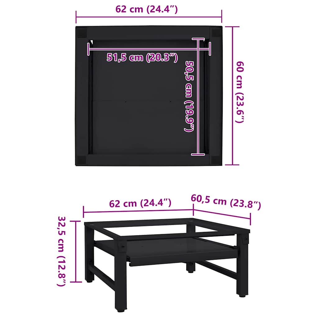 Βάση Πλυντηρίου Ρούχων Μαύρο 62 x 60,5 x 32,5 εκ Ατσάλι - Pakobazaar