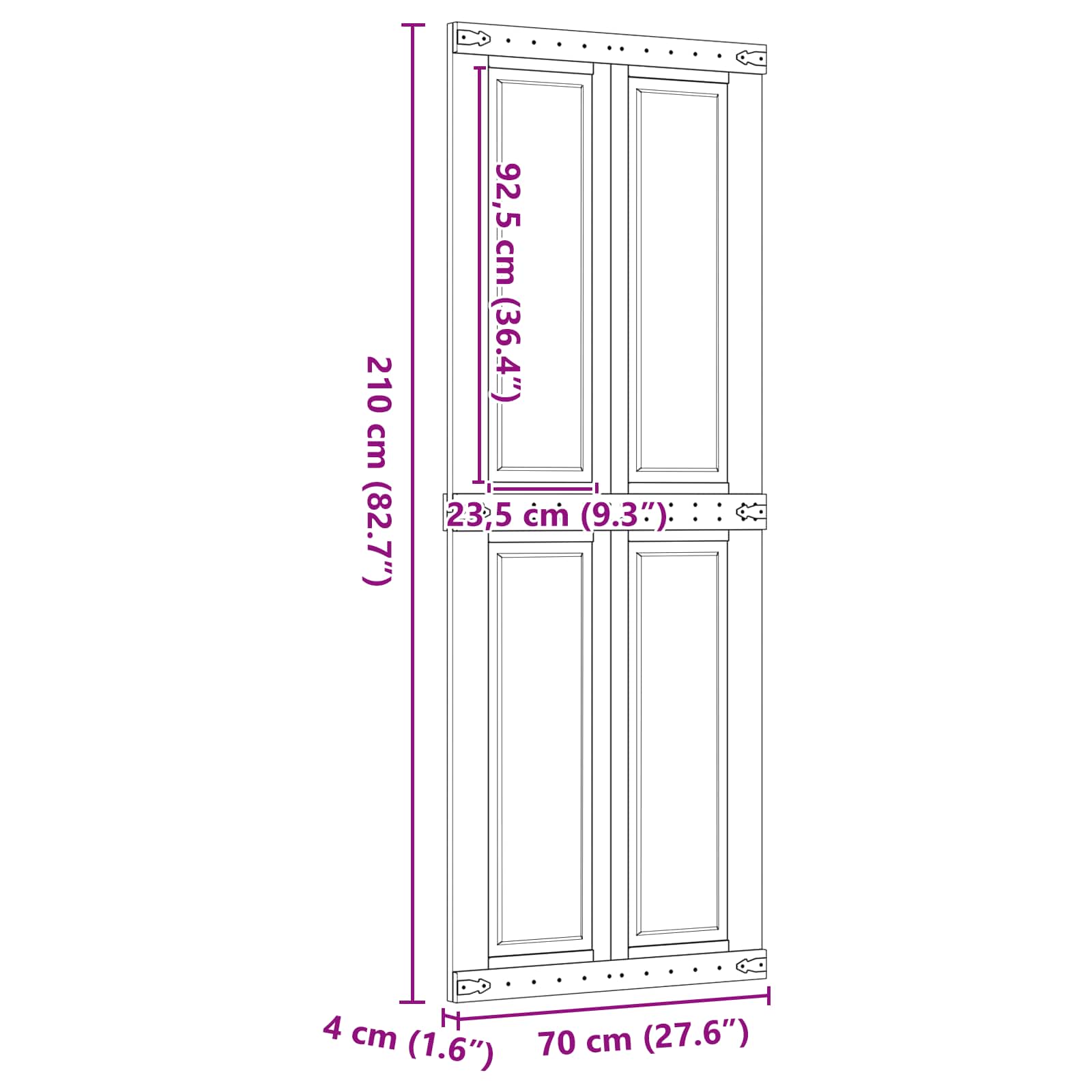 Πόρτα αχυρώνα Corona Μέλι Καφέ 70 x 210 cm Μασίφ Ξύλο Πεύκου - Pakobazaar