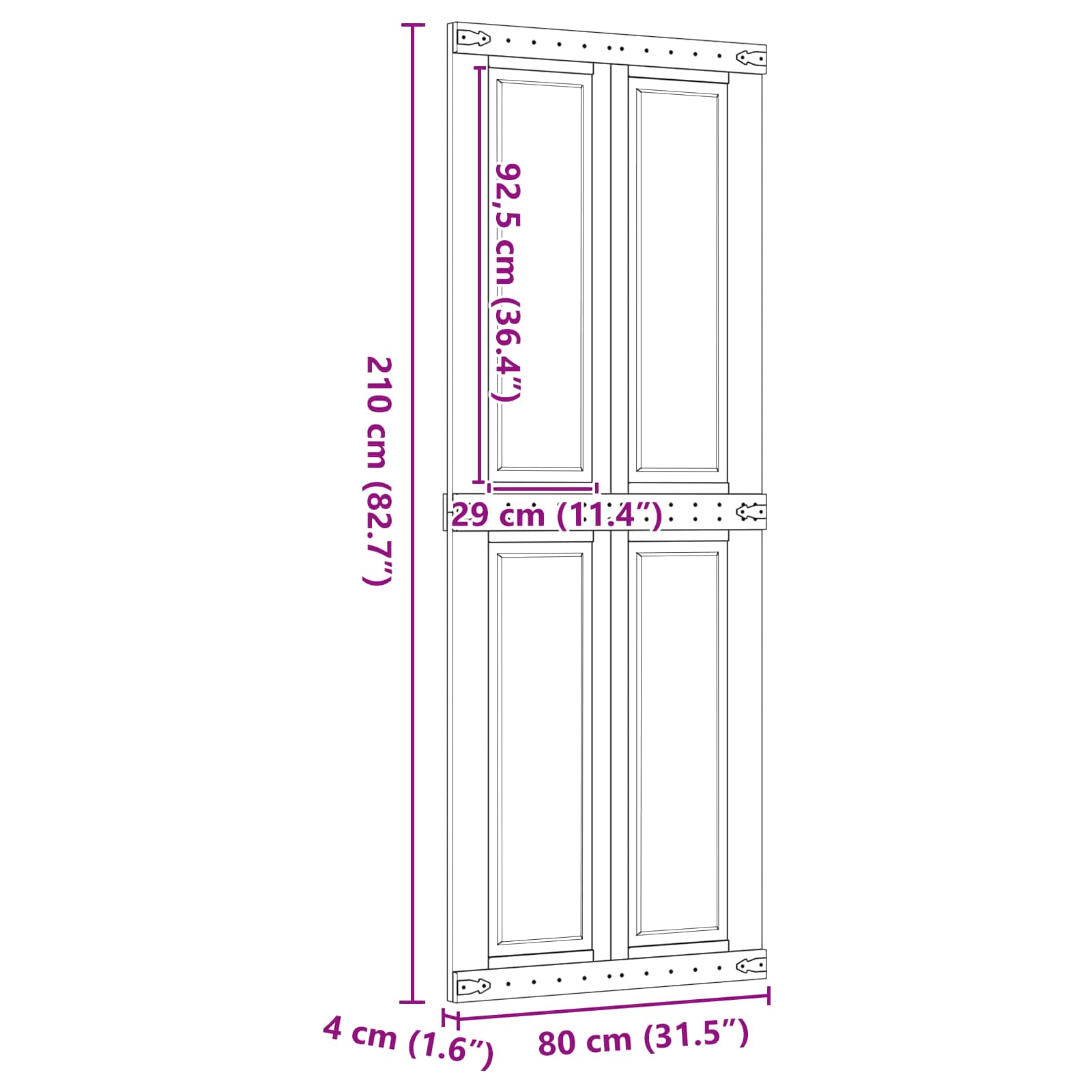 Πόρτα αχυρώνα Corona Μέλι Καφέ 80 x 210 cm Μασίφ Ξύλο Πεύκου - Pakobazaar