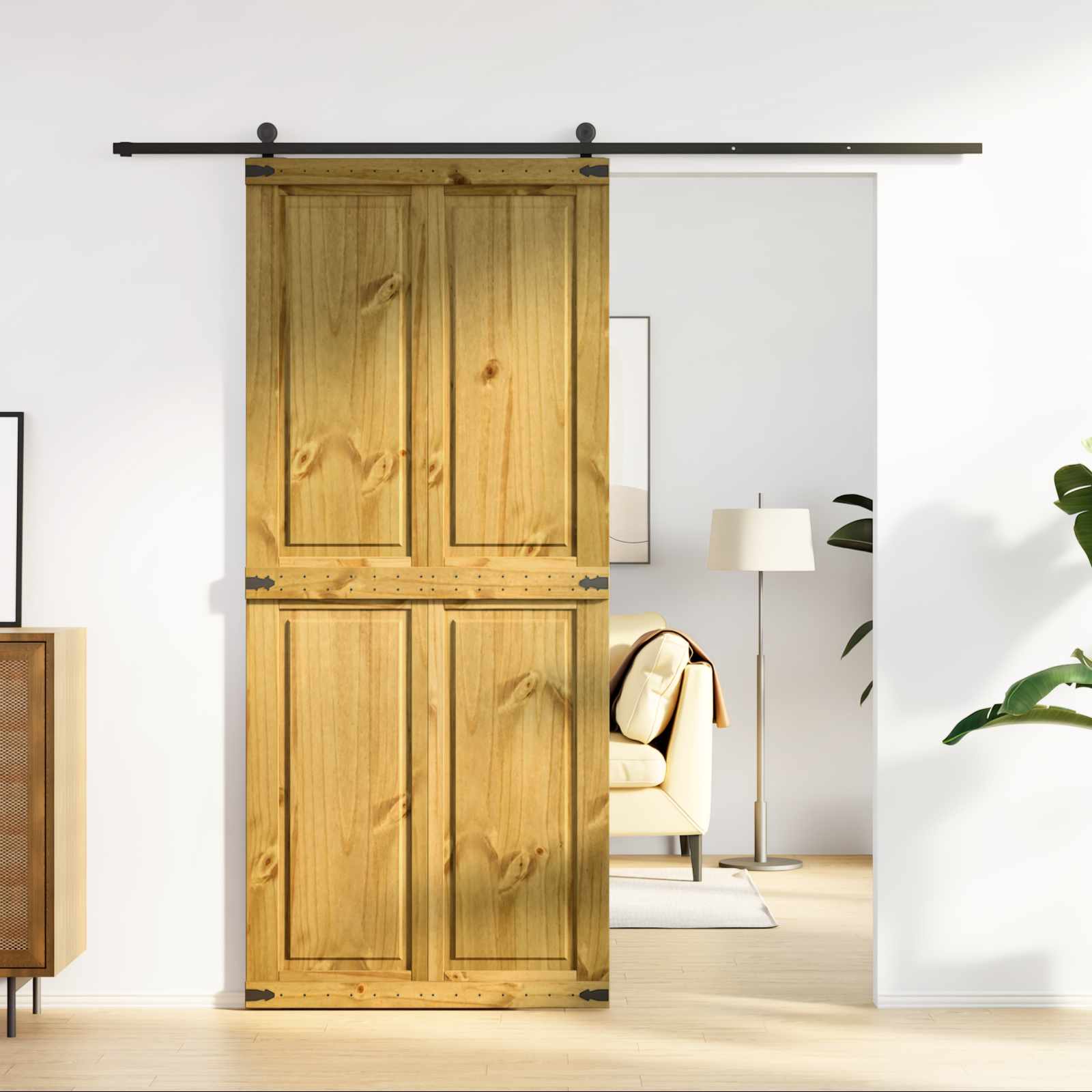 Πόρτα αχυρώνα Corona Μέλι Καφέ 90 x 210 cm Μασίφ Ξύλο Πεύκου - Pakobazaar