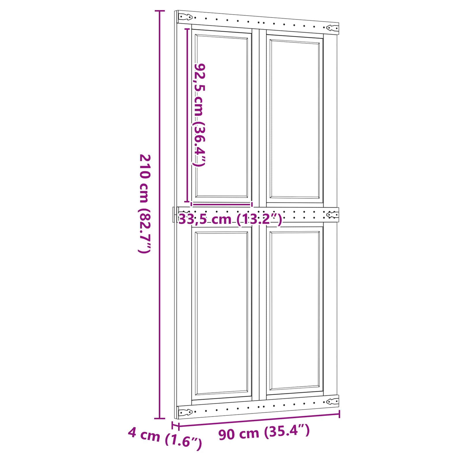Πόρτα αχυρώνα Corona Μέλι Καφέ 90 x 210 cm Μασίφ Ξύλο Πεύκου - Pakobazaar