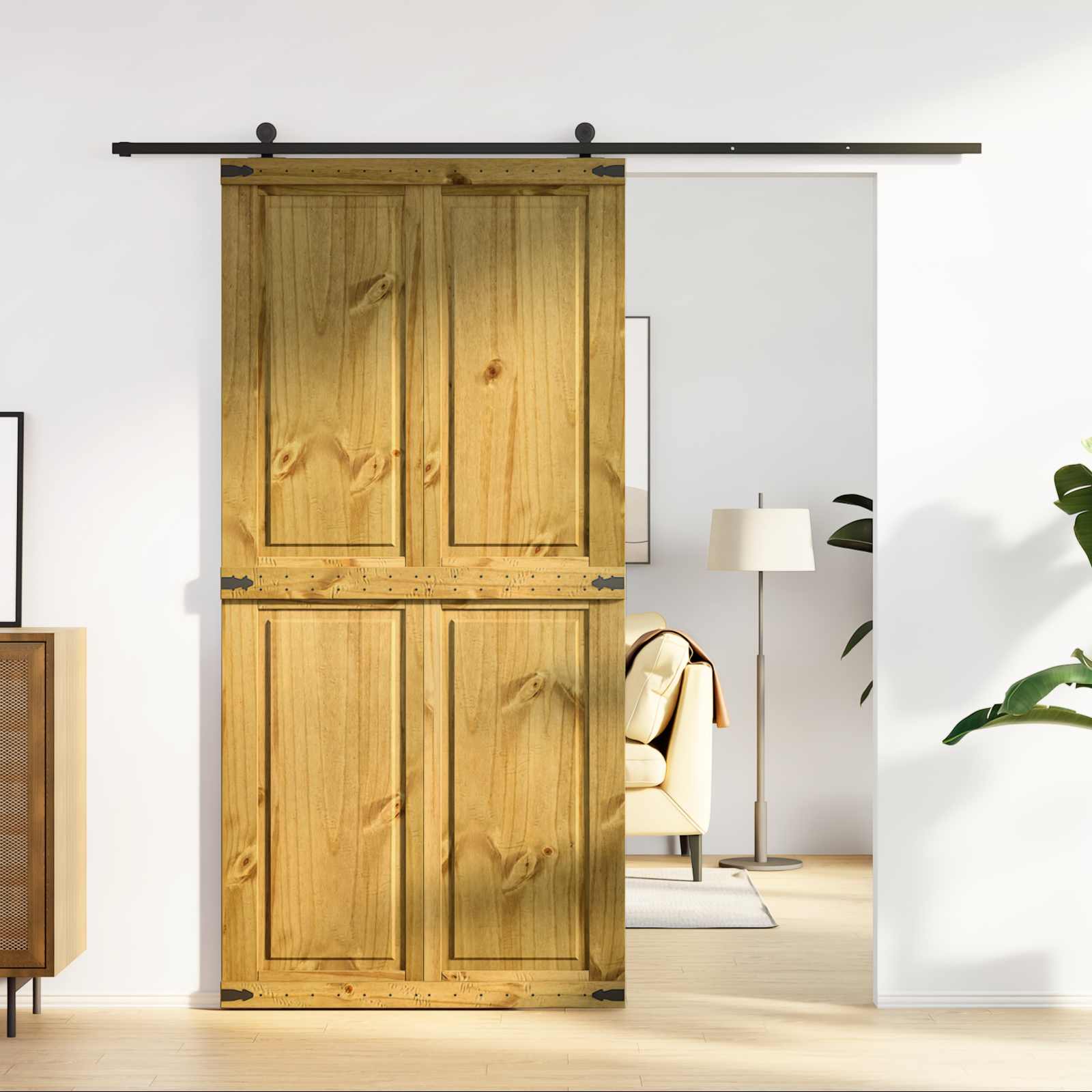 Πόρτα αχυρώνα Corona Μέλι Καφέ 100 x 210 cm Μασίφ Ξύλο Πεύκου - Pakobazaar