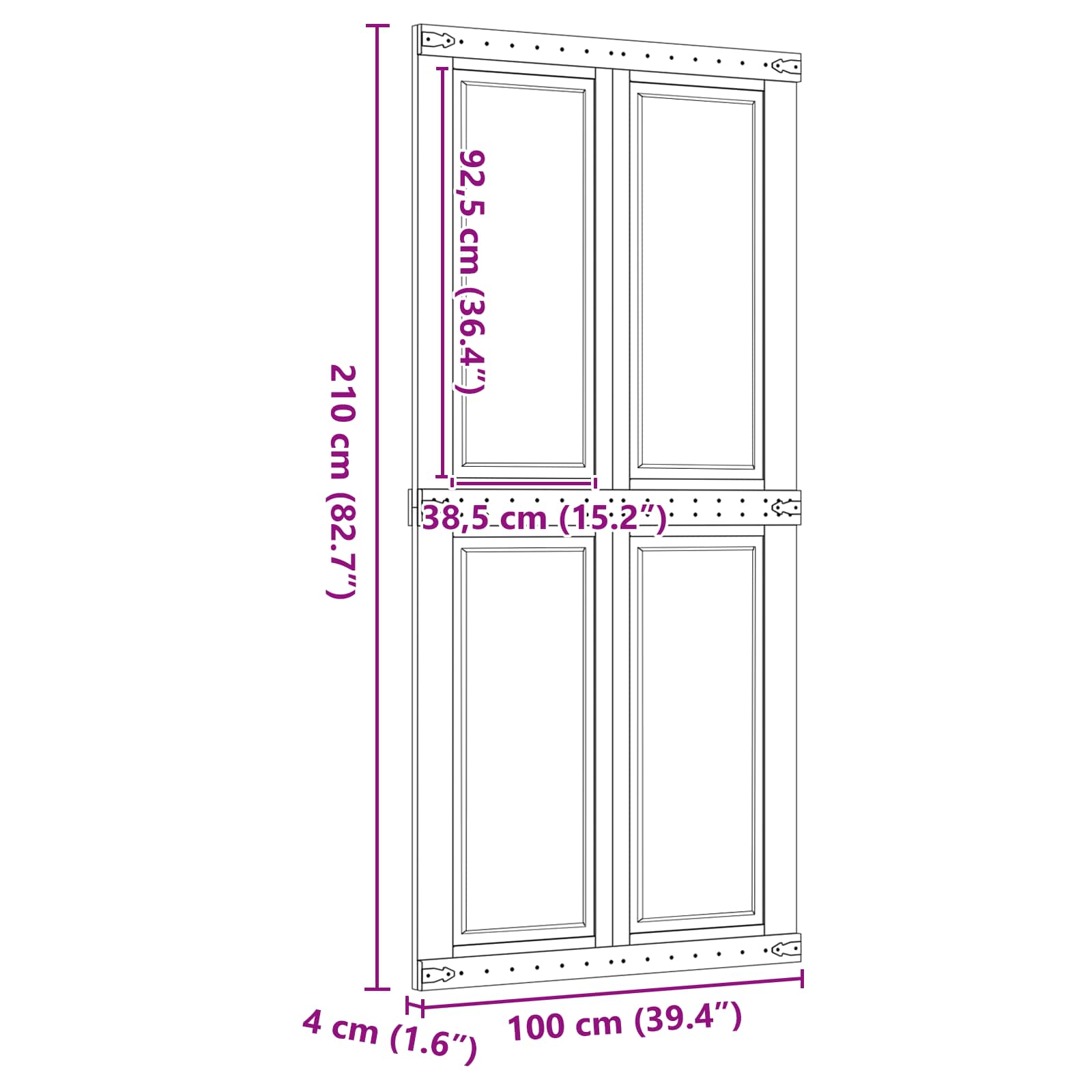 Πόρτα αχυρώνα Corona Μέλι Καφέ 100 x 210 cm Μασίφ Ξύλο Πεύκου - Pakobazaar