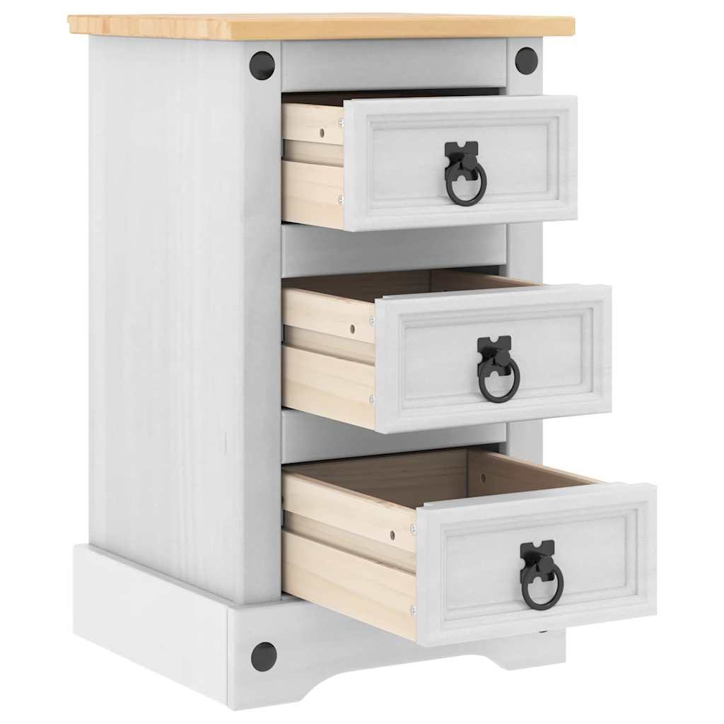 Κομοδίνο Corona Λευκό 35 x 32,5 x 58 εκ. Στερεά ξυλεία πεύκου - Pakobazaar