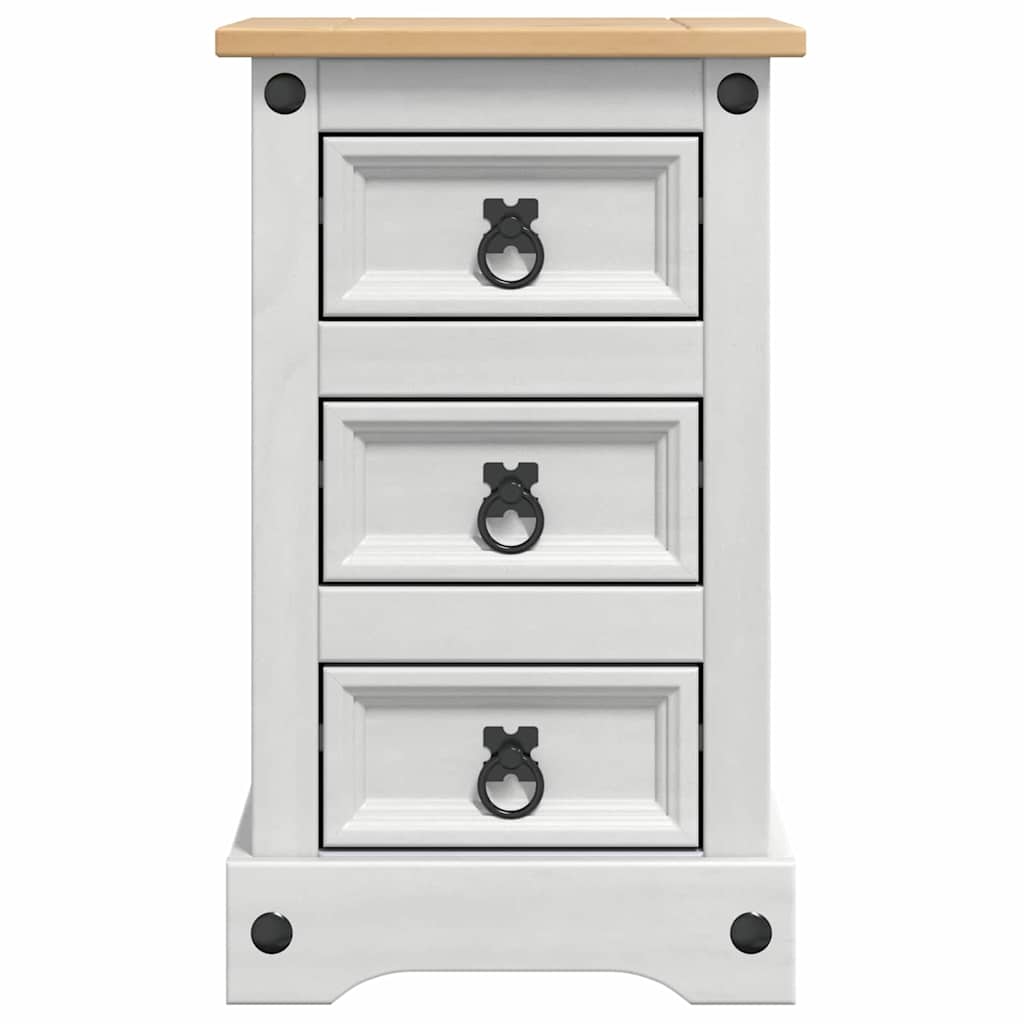 Κομοδίνο Corona Λευκό 35 x 32,5 x 58 εκ. Στερεά ξυλεία πεύκου - Pakobazaar