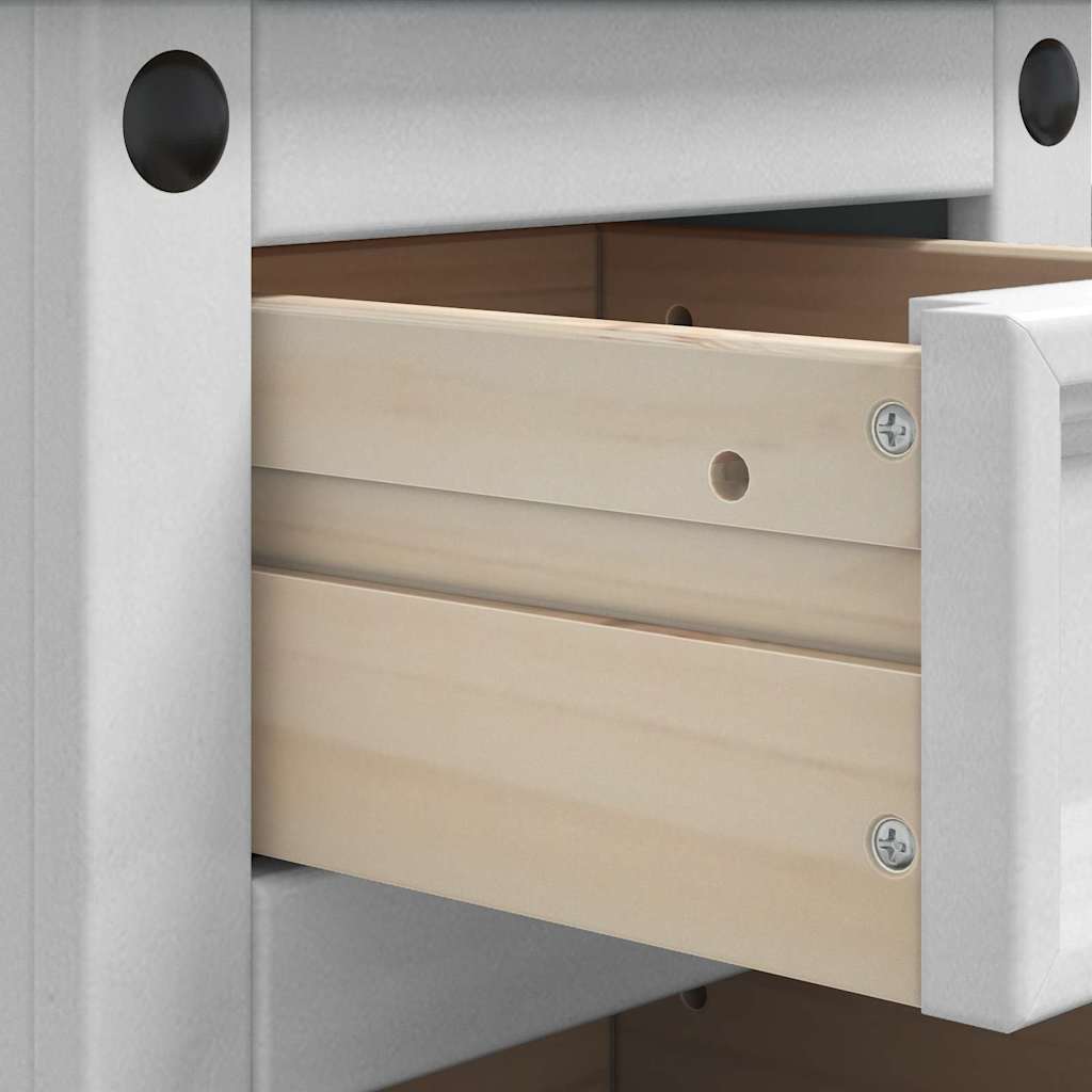 Κομοδίνο Corona Λευκό 35 x 32,5 x 74 εκ. Στερεά ξυλεία πεύκου - Pakobazaar