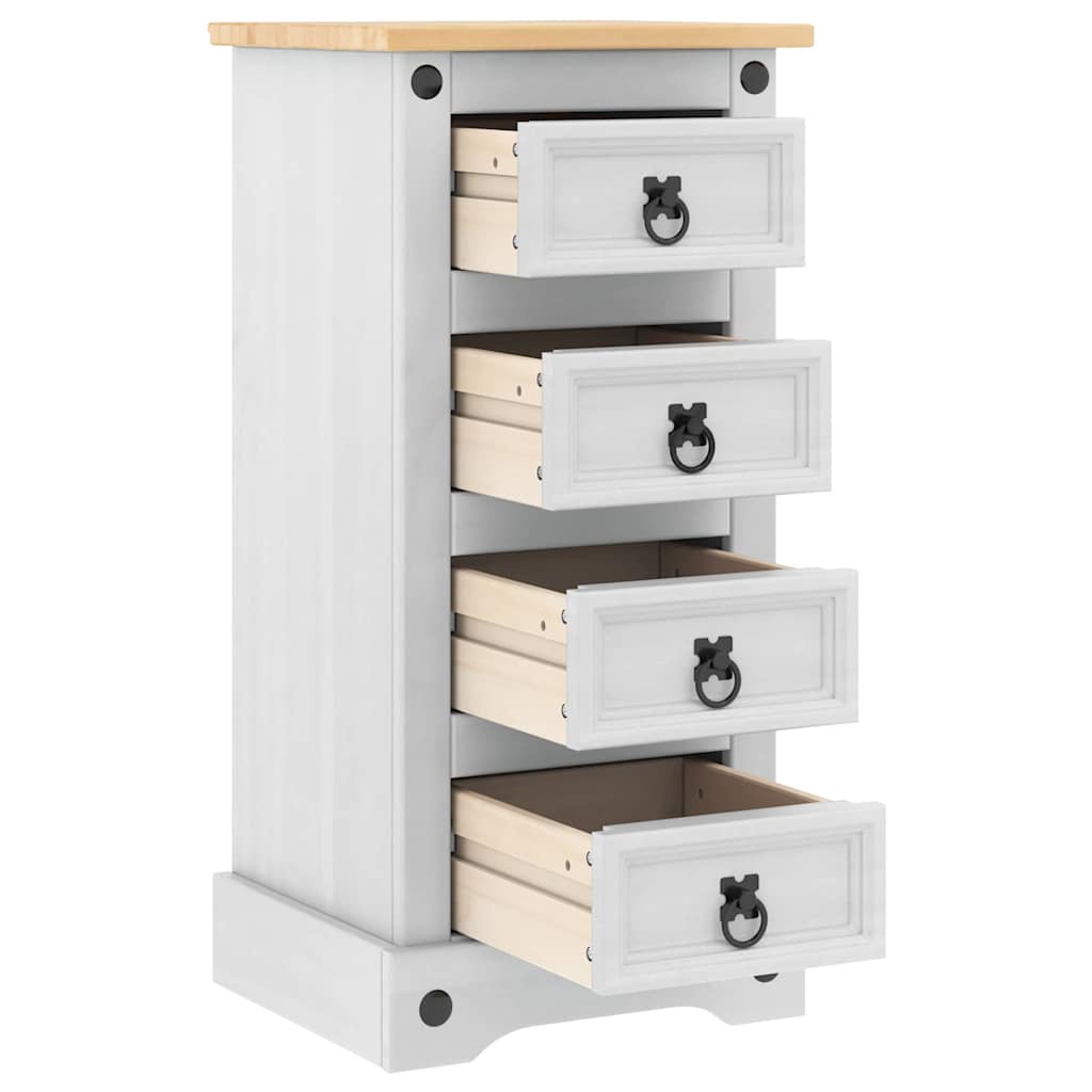 Κομοδίνο Corona Λευκό 35 x 32,5 x 74 εκ. Στερεά ξυλεία πεύκου - Pakobazaar