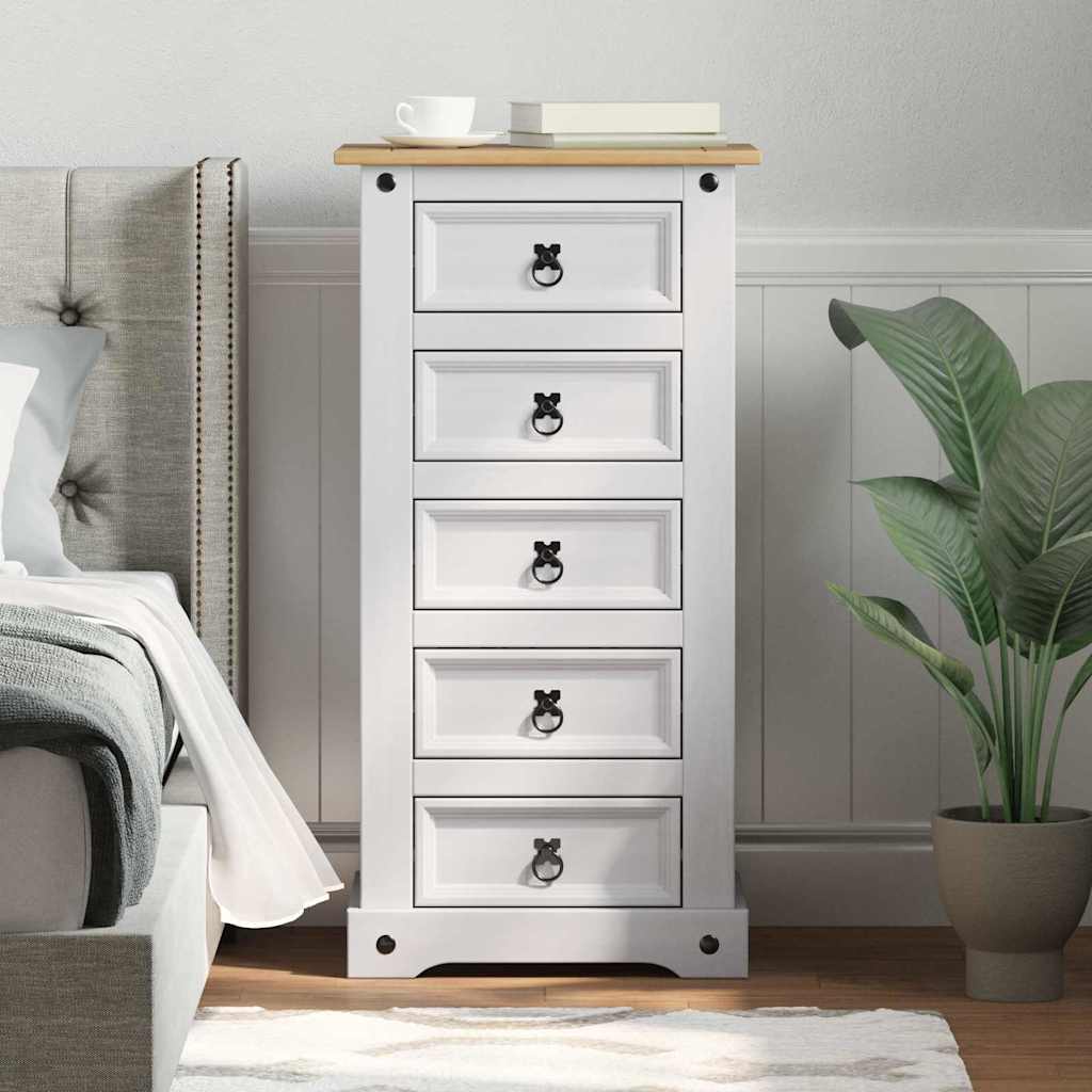 Κομοδίνο Corona Λευκό 53 x 39 x 103 cm Στερεά ξυλεία πεύκου - Pakobazaar