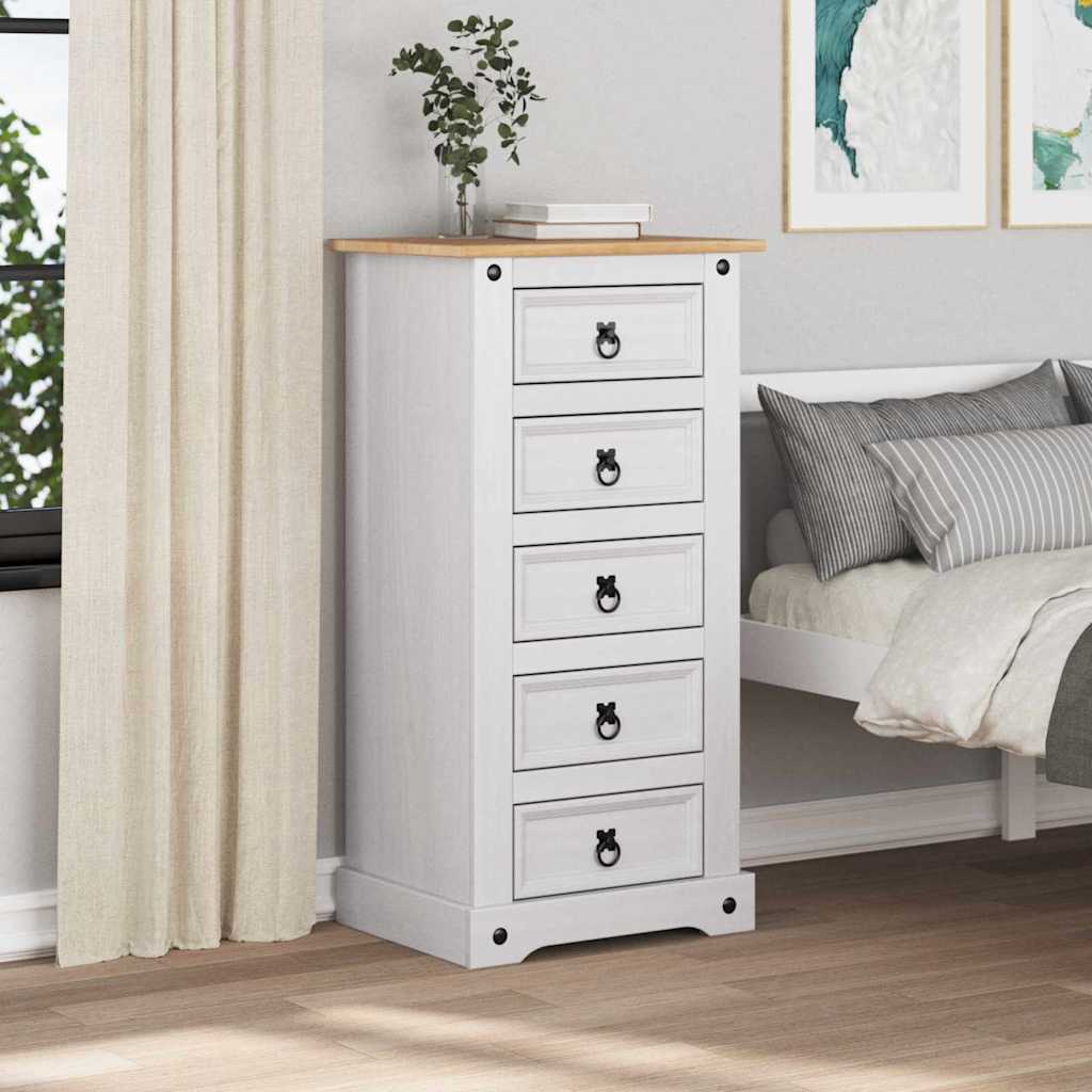 Κομοδίνο Corona Λευκό 53 x 39 x 103 cm Στερεά ξυλεία πεύκου - Pakobazaar