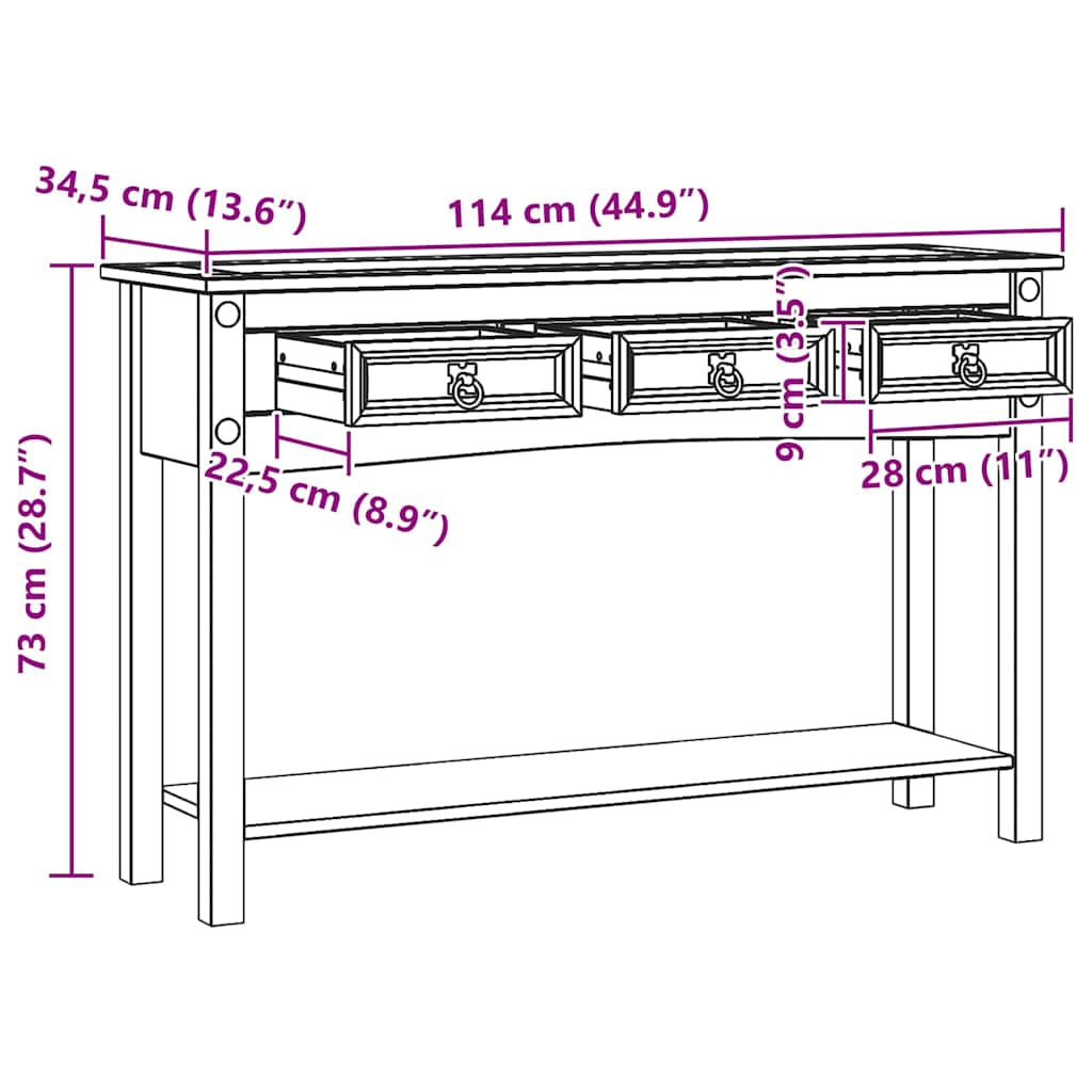 End Table Corona Λευκό 114 x 34,5 x 73 εκ. Στερεά ξυλεία πεύκου - Pakobazaar