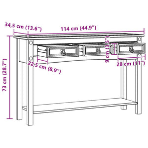 End Table Corona Λευκό 114 x 34,5 x 73 εκ. Στερεά ξυλεία πεύκου - Pakobazaar