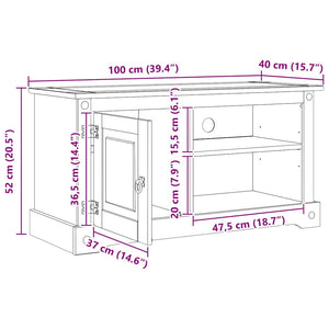 Ντουλάπι TV CORONA 100 x 40 x 52 εκ. Λευκό Στερεά ξυλεία πεύκου