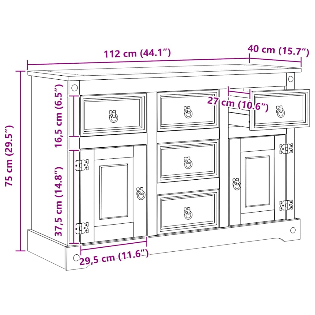 Αποθηκευτικές Κάσες με συρτάρι Corona Λευκό 112 x 40 x 75 εκ. - Pakobazaar