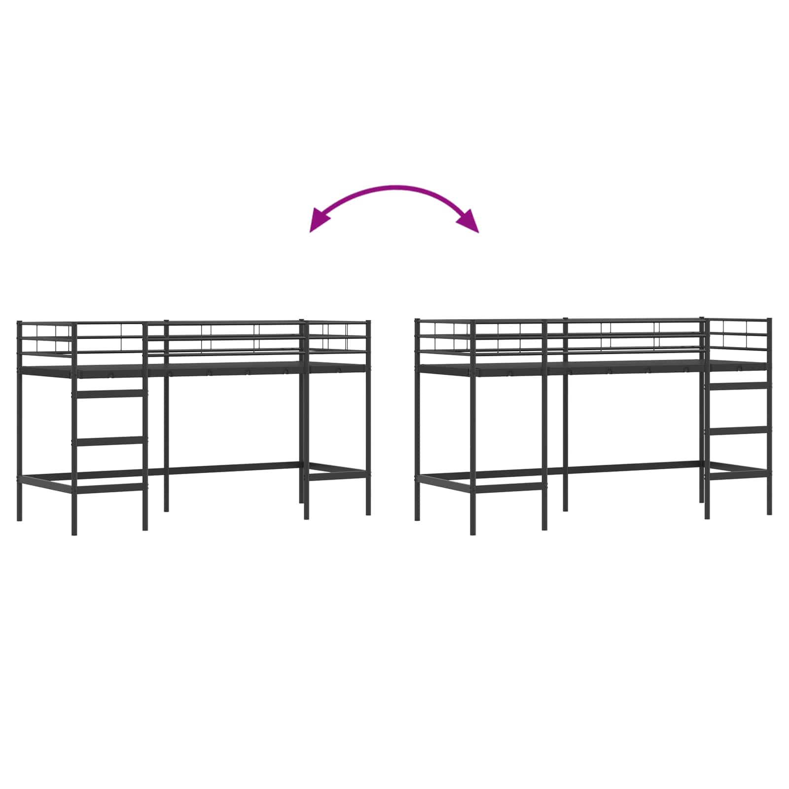 Κρεβάτι κουκέτας για παιδιά Μαύρο 74,5 x 190 εκ. Ατσάλι - Pakobazaar