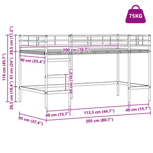 Κρεβάτι κουκέτας για παιδιά Λευκό 90 x 200 cm Ατσάλι - Pakobazaar