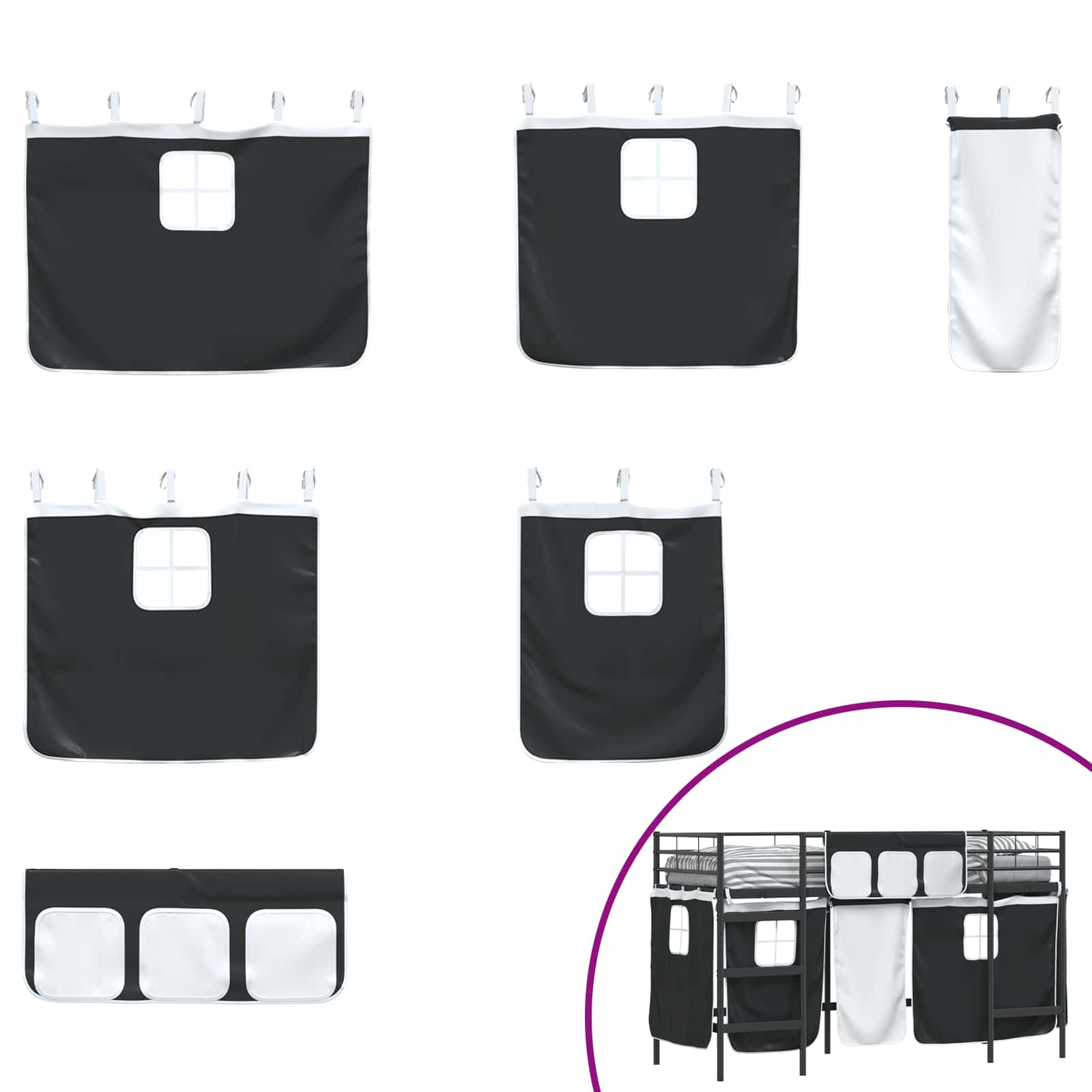 Σκελετός Κρεβατιού Υψίστης για Παιδιά με Κουρτίνες Μαύρο - Pakobazaar