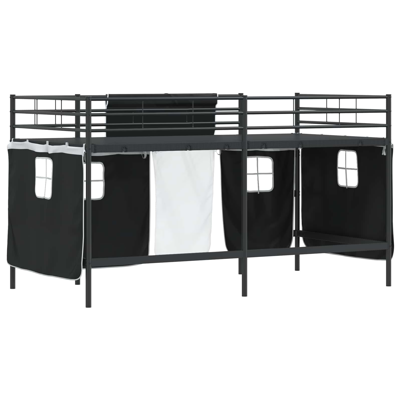 Σκελετός Κρεβατιού Υψίστης για Παιδιά με Κουρτίνες Μαύρο - Pakobazaar