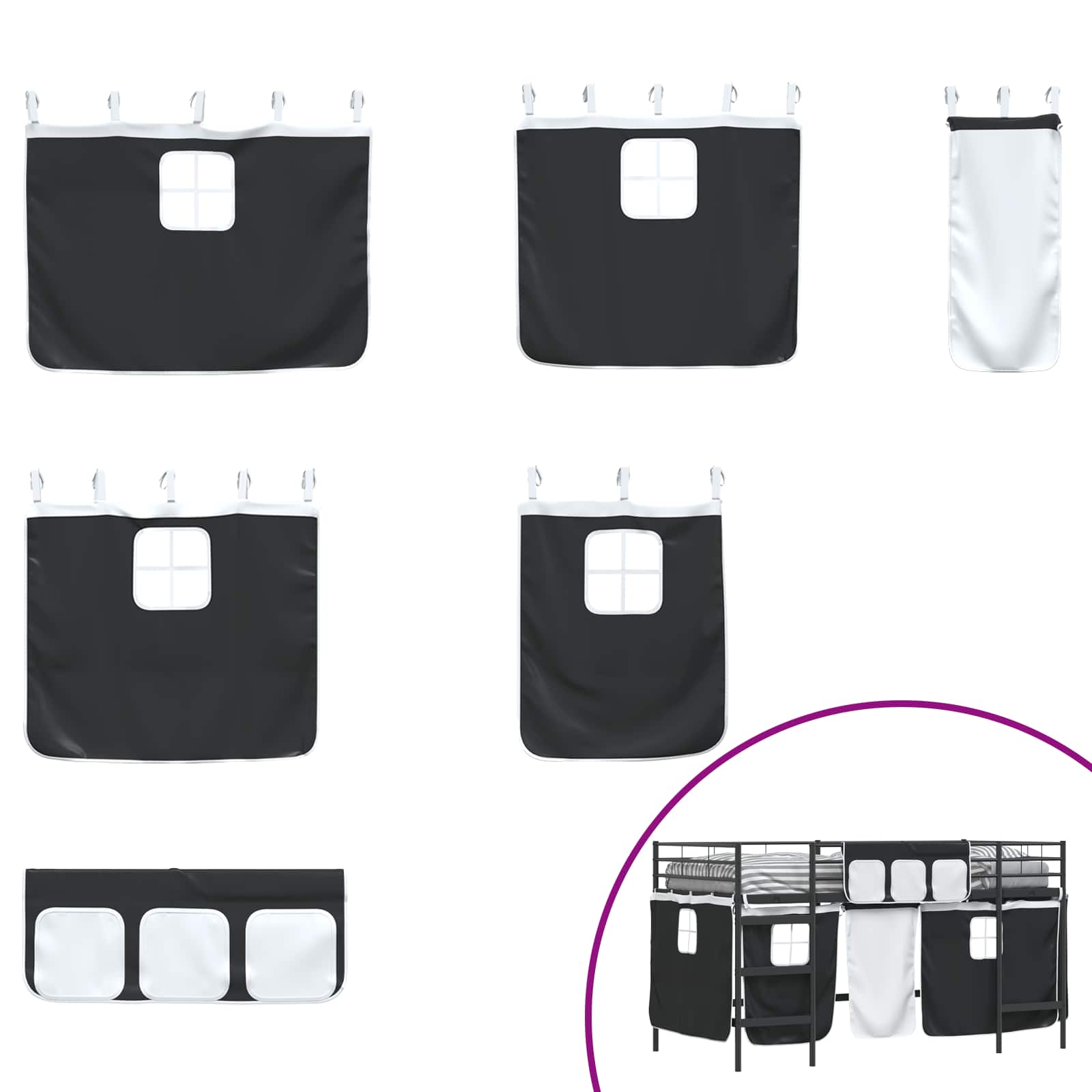 Σκελετός Κρεβατιού Υψίστης για Παιδιά με Κουρτίνες Μαύρο - Pakobazaar