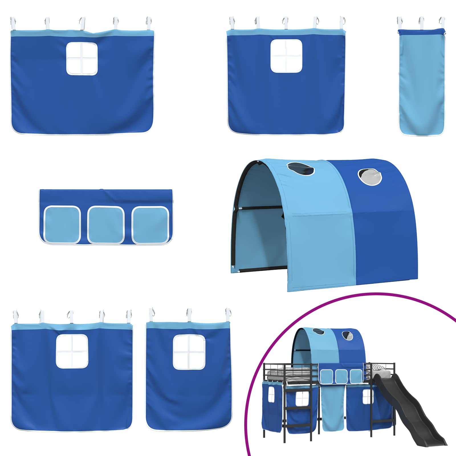 Κρεβάτι κουκέτας για παιδιά Μαύρο και μπλε 90 x 190 cm Μέταλλο - Pakobazaar