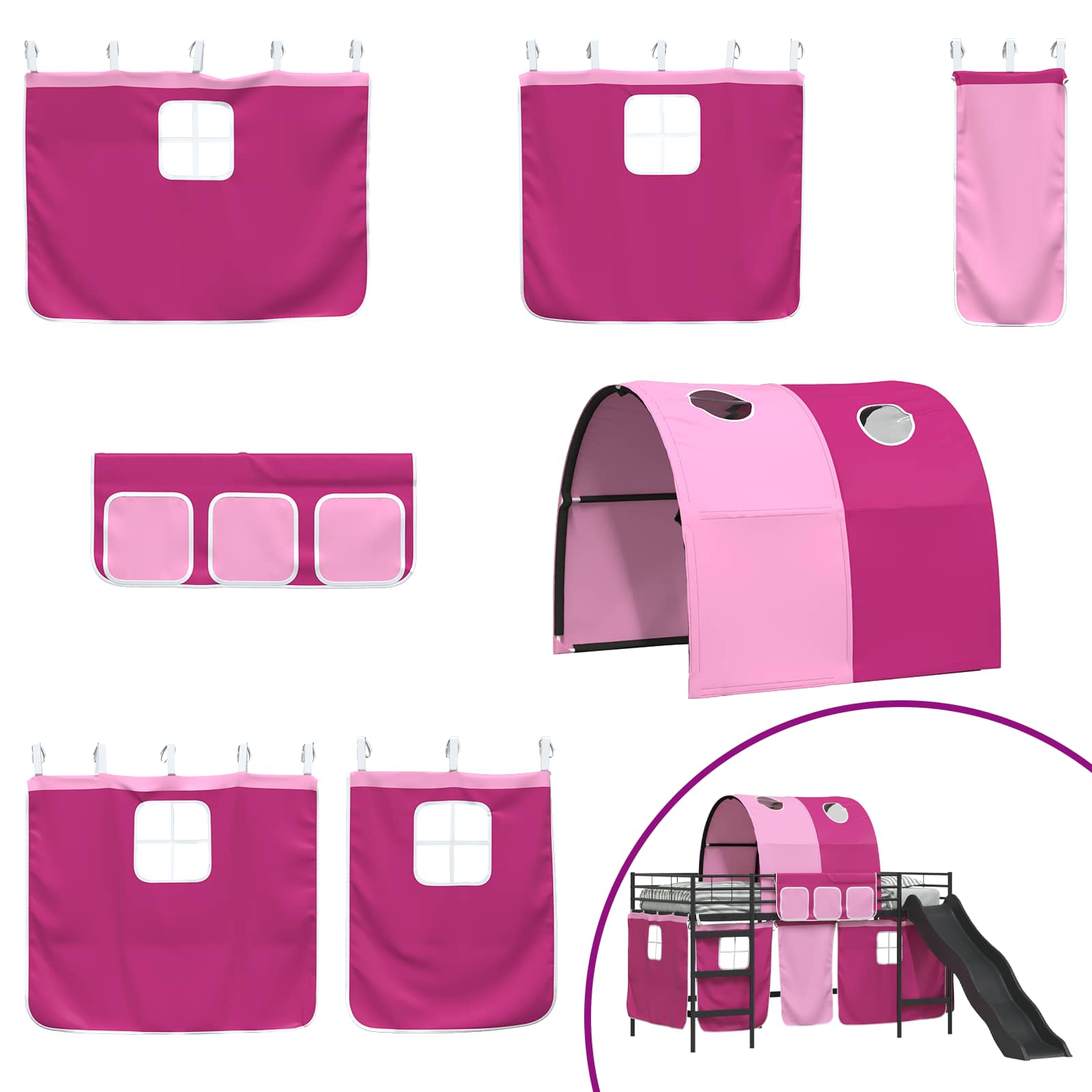 Κρεβάτι κουκέτας για παιδιά Μαύρο και Ροζ 90 x 200 cm Μέταλλο - Pakobazaar