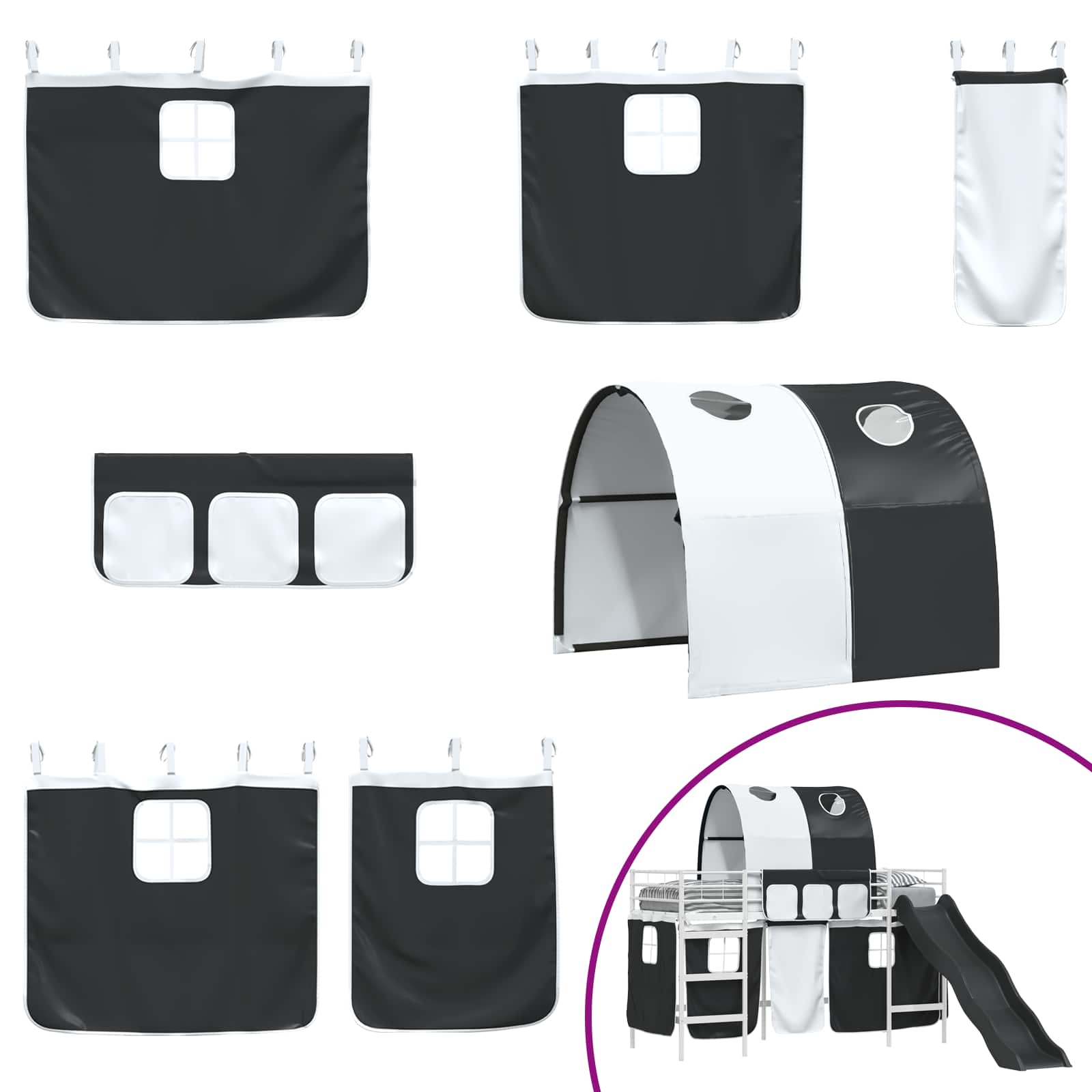 Κρεβάτι κουκέτας για παιδιά Λευκό και Μαύρο 74,5 x 190 εκ. - Pakobazaar