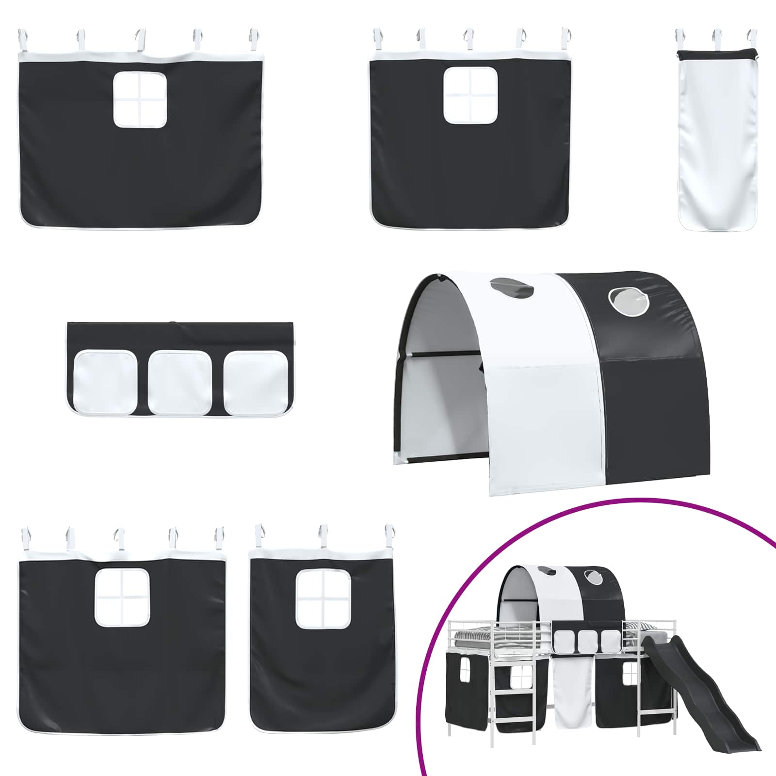 Κρεβάτι κουκέτας για παιδιά Λευκό και Μαύρο 79,5 x 200 εκ. - Pakobazaar