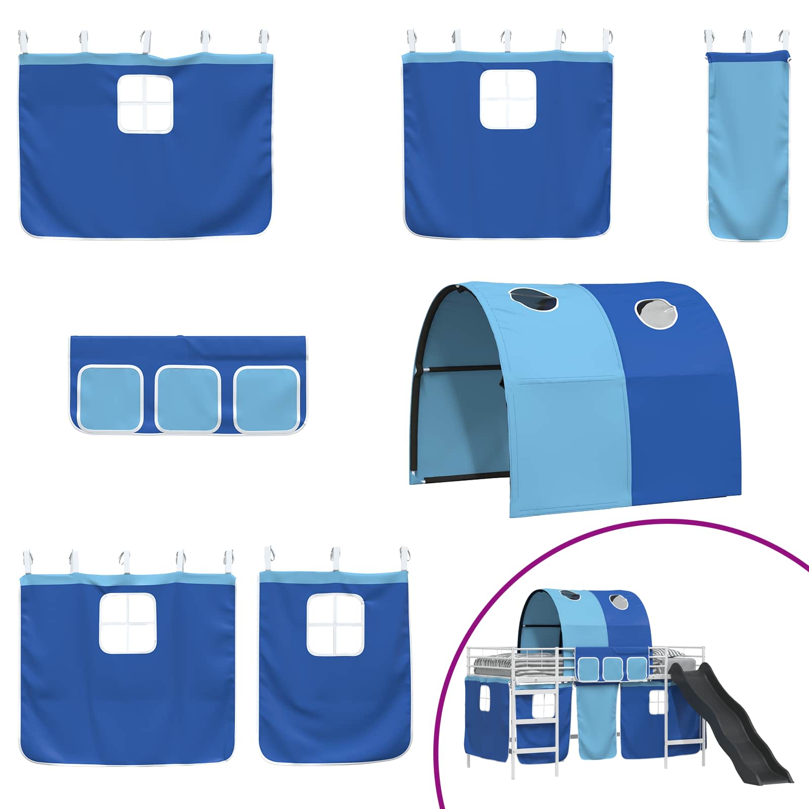 Κρεβάτι κουκέτας για παιδιά Λευκό και Μπλε 107 x 200 εκ. - Pakobazaar