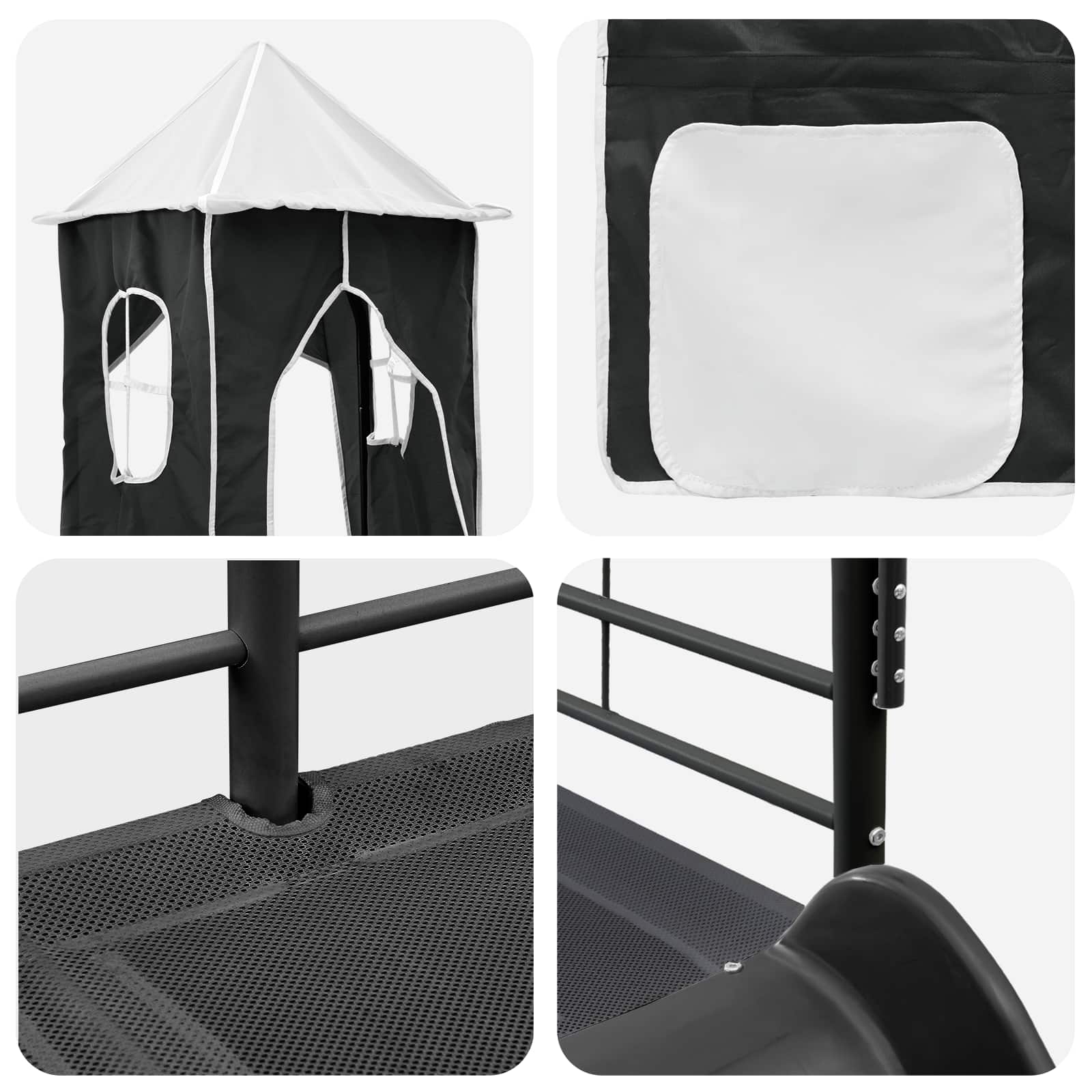 Κρεβάτι κουκέτας για παιδιά Μαύρο 90 x 190 cm Μέταλλο - Pakobazaar