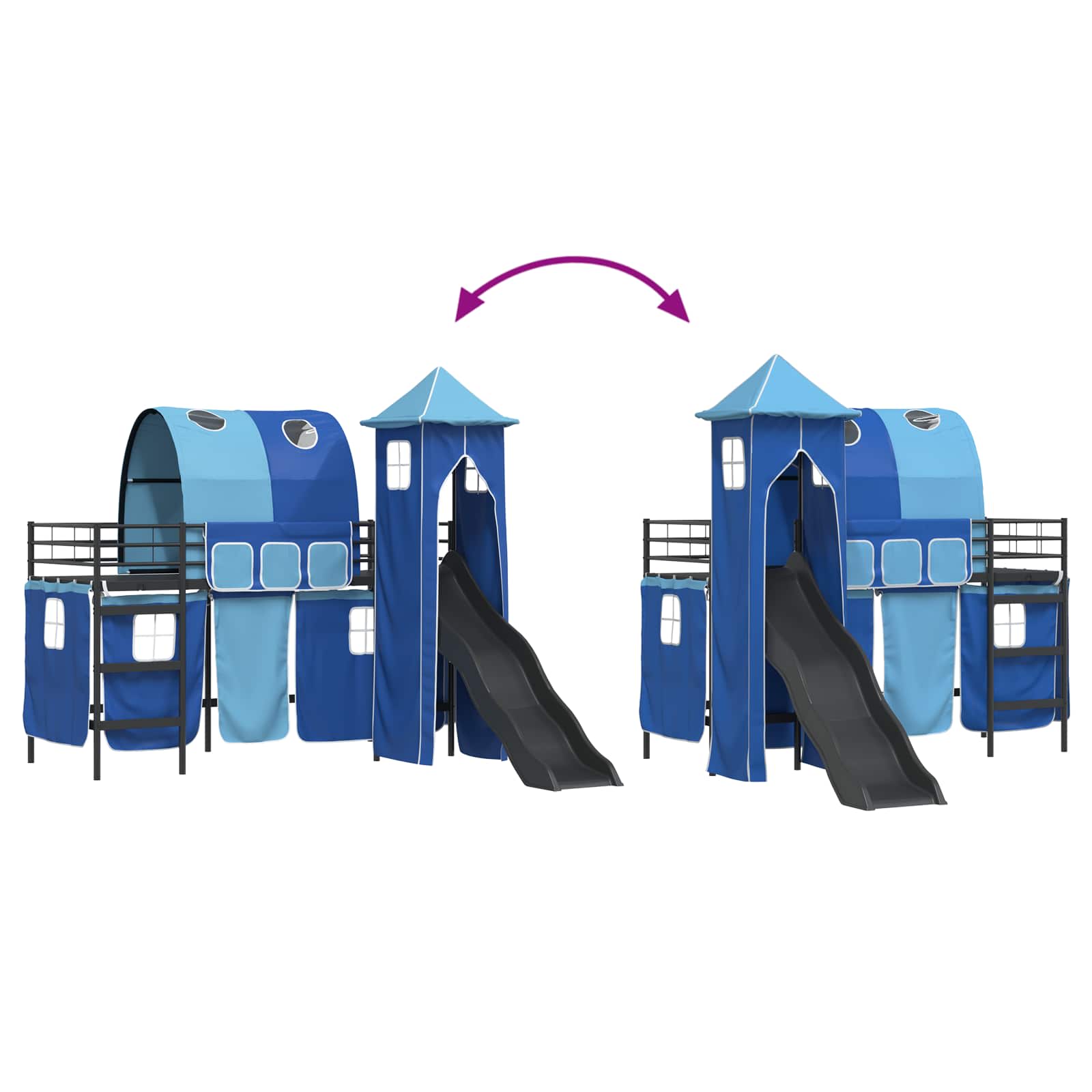 Κρεβάτι κουκέτας για παιδιά Μαύρο και μπλε 74,5 x 190 εκ. - Pakobazaar