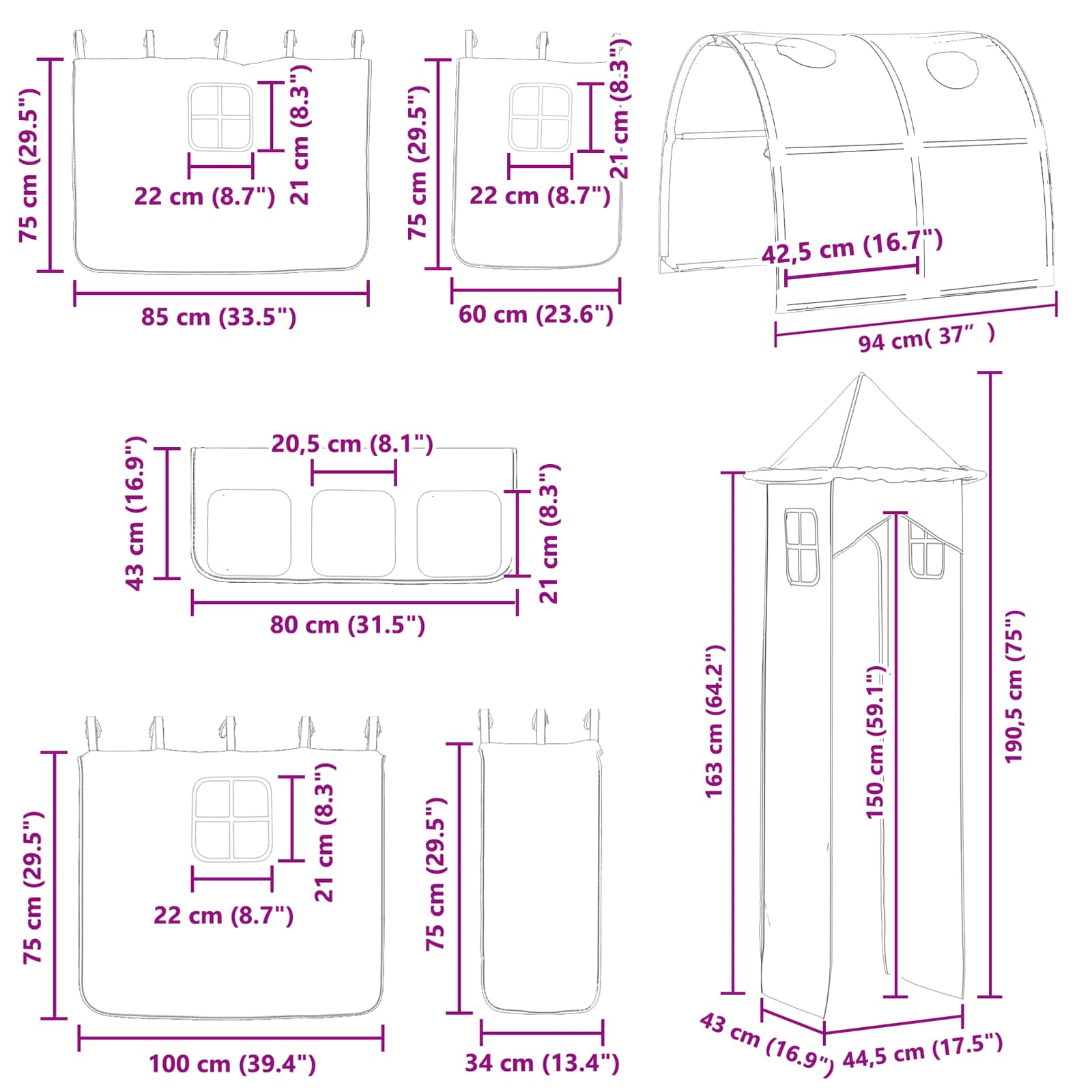 Κρεβάτι κουκέτας για παιδιά Μαύρο και μπλε 74,5 x 190 εκ. - Pakobazaar