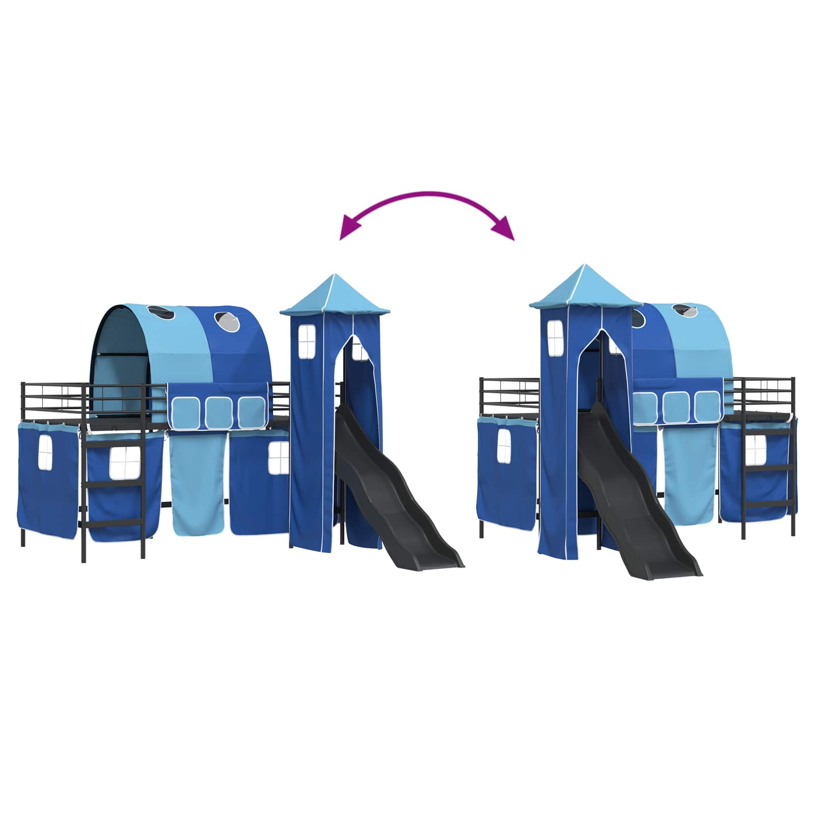 Κρεβάτι κουκέτας για παιδιά Μαύρο και μπλε 79,5 x 200 εκ. - Pakobazaar