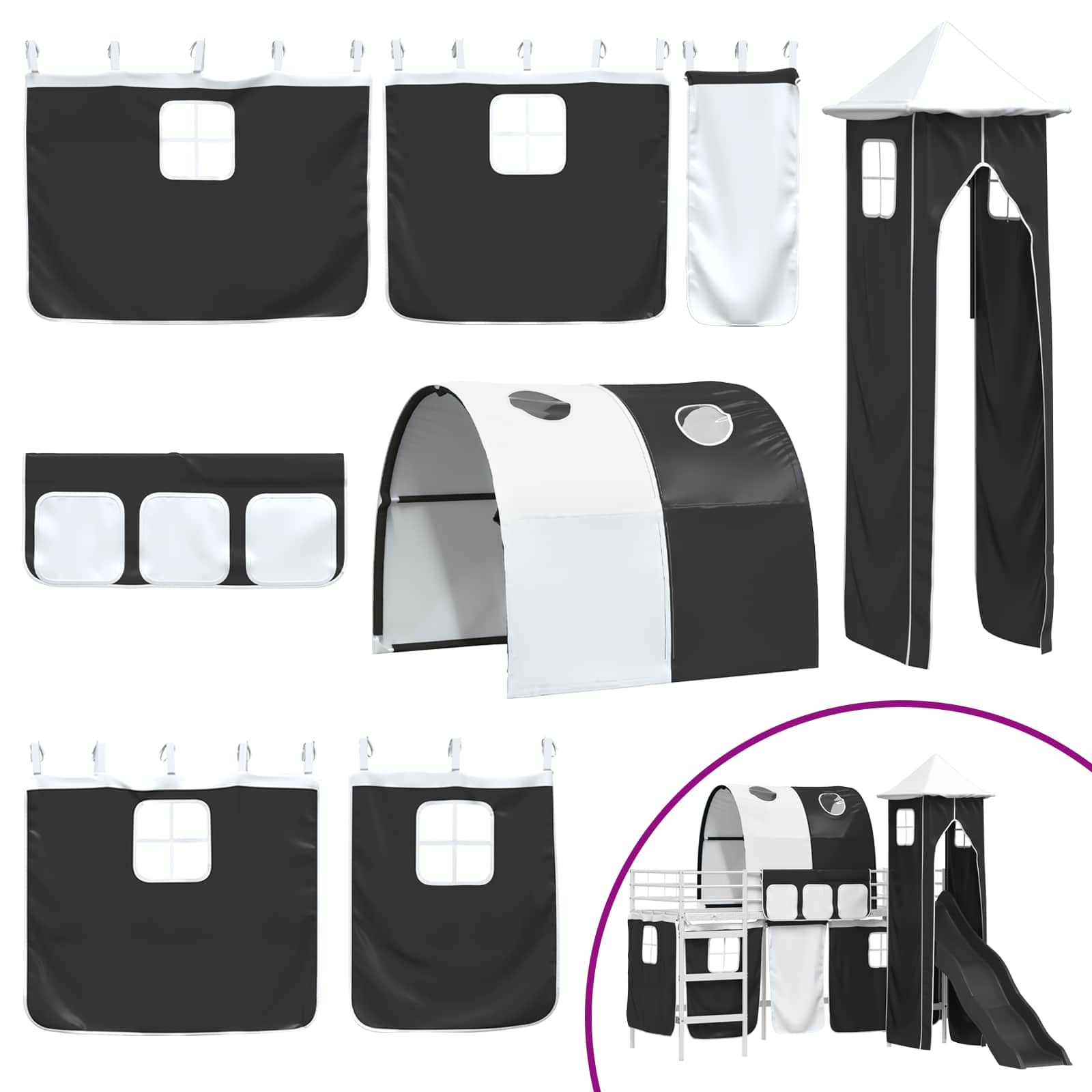 Κρεβάτι κουκέτας για παιδιά Λευκό και Μαύρο 90 x 190 cm Μέταλλο - Pakobazaar