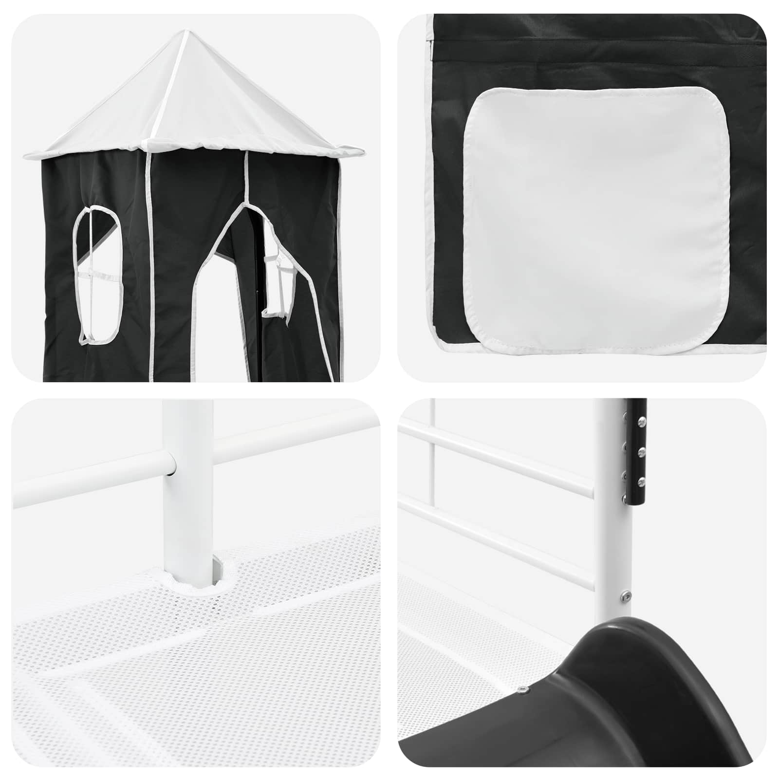 Κρεβάτι κουκέτας για παιδιά Λευκό και Μαύρο 99,5 x 190 εκ. - Pakobazaar