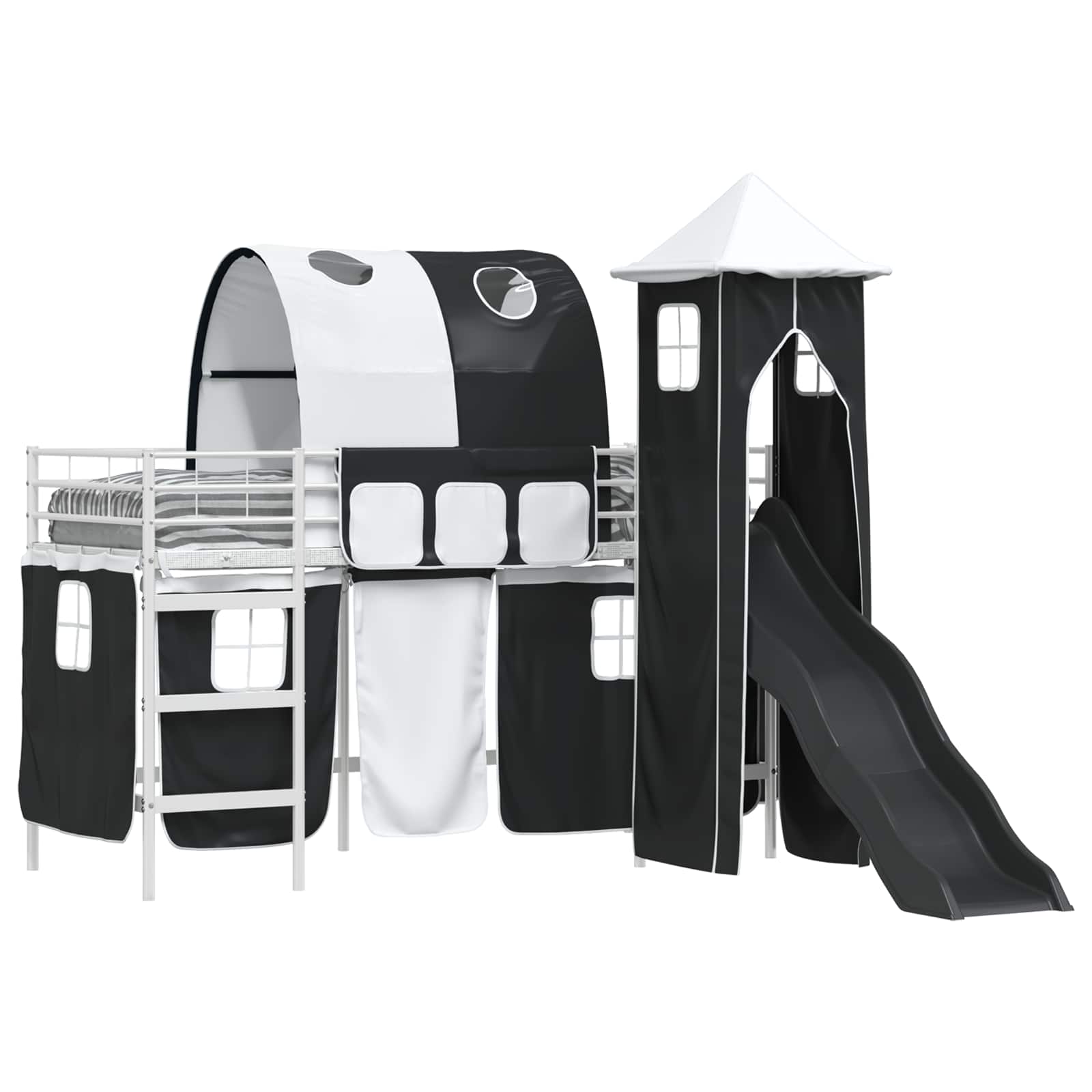 Κρεβάτι κουκέτας για παιδιά Λευκό και Μαύρο 99,5 x 190 εκ. - Pakobazaar