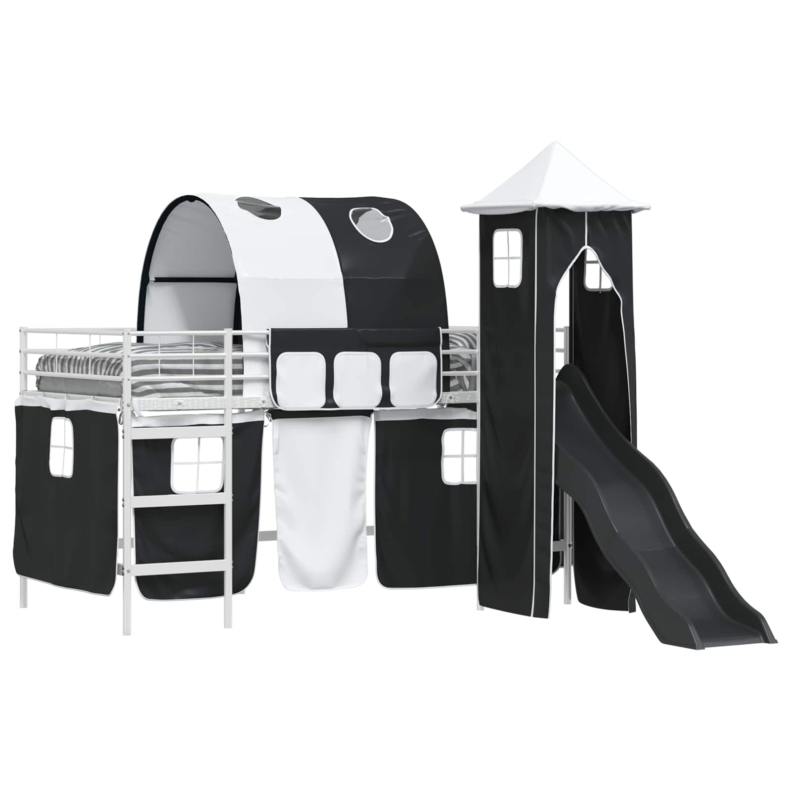 Κρεβάτι κουκέτας για παιδιά Λευκό και Μαύρο 99,5 x 200 εκ. - Pakobazaar