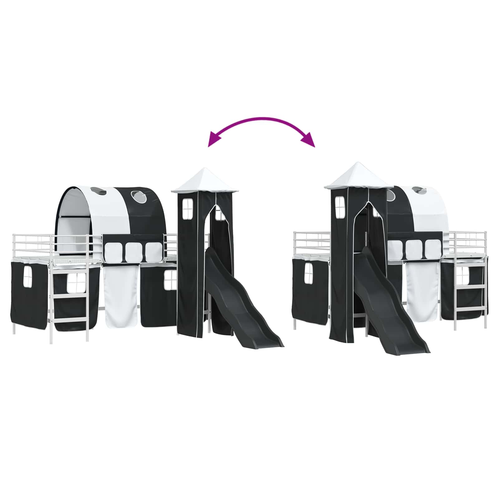 Κρεβάτι κουκέτας για παιδιά Λευκό και Μαύρο 99,5 x 200 εκ. - Pakobazaar