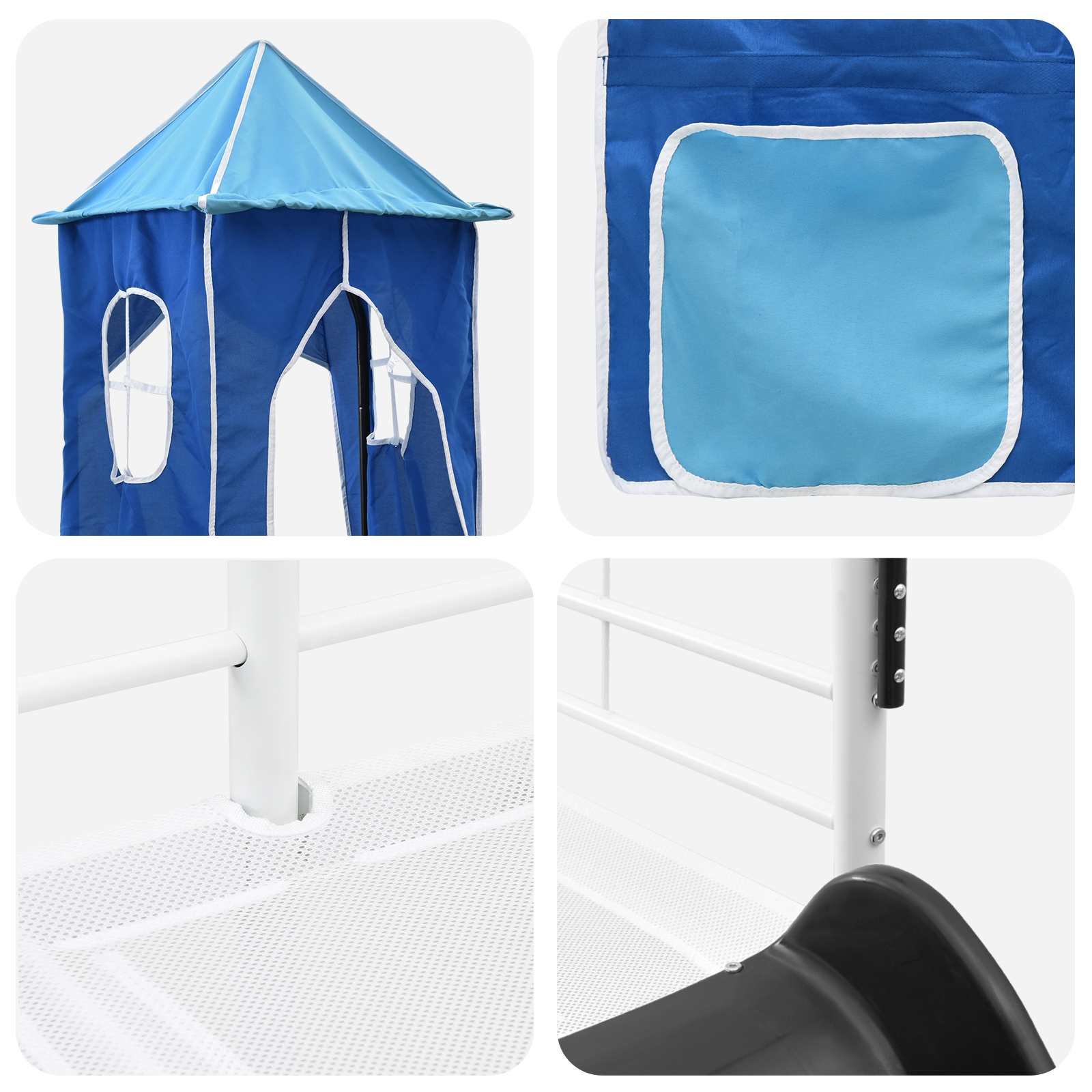 Κρεβάτι κουκέτας για παιδιά Λευκό και Μπλε 90 x 190 cm Μέταλλο - Pakobazaar