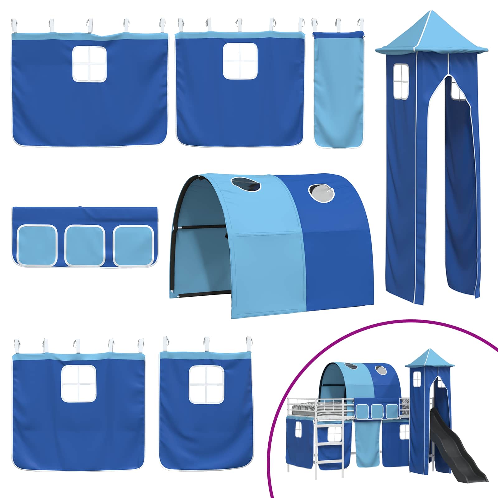 Κρεβάτι κουκέτας για παιδιά Λευκό και Μπλε 99,5 x 200 εκ. - Pakobazaar