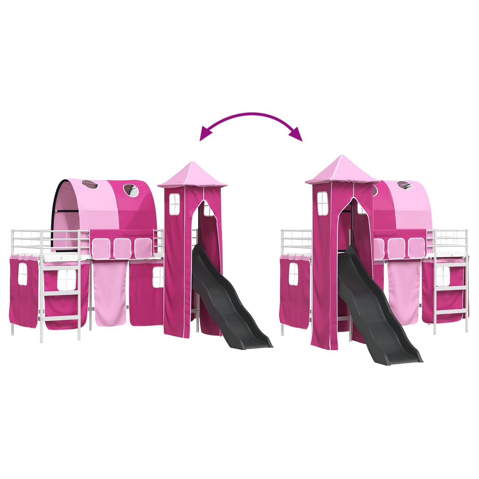 Κρεβάτι κουκέτας για παιδιά Λευκό και Ρόζ 74,5 x 190 εκ. - Pakobazaar