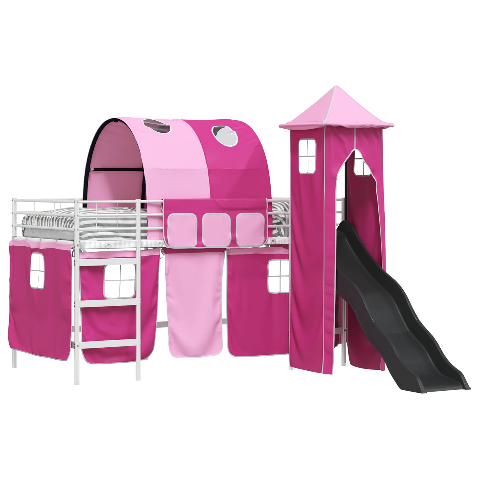 Κρεβάτι κουκέτας για παιδιά Λευκό και Ρόζ 107 x 200 εκ. Μέταλλο - Pakobazaar